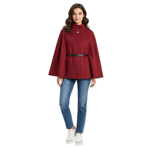 Cape Coats for Women with Bat Sleeves and Belt