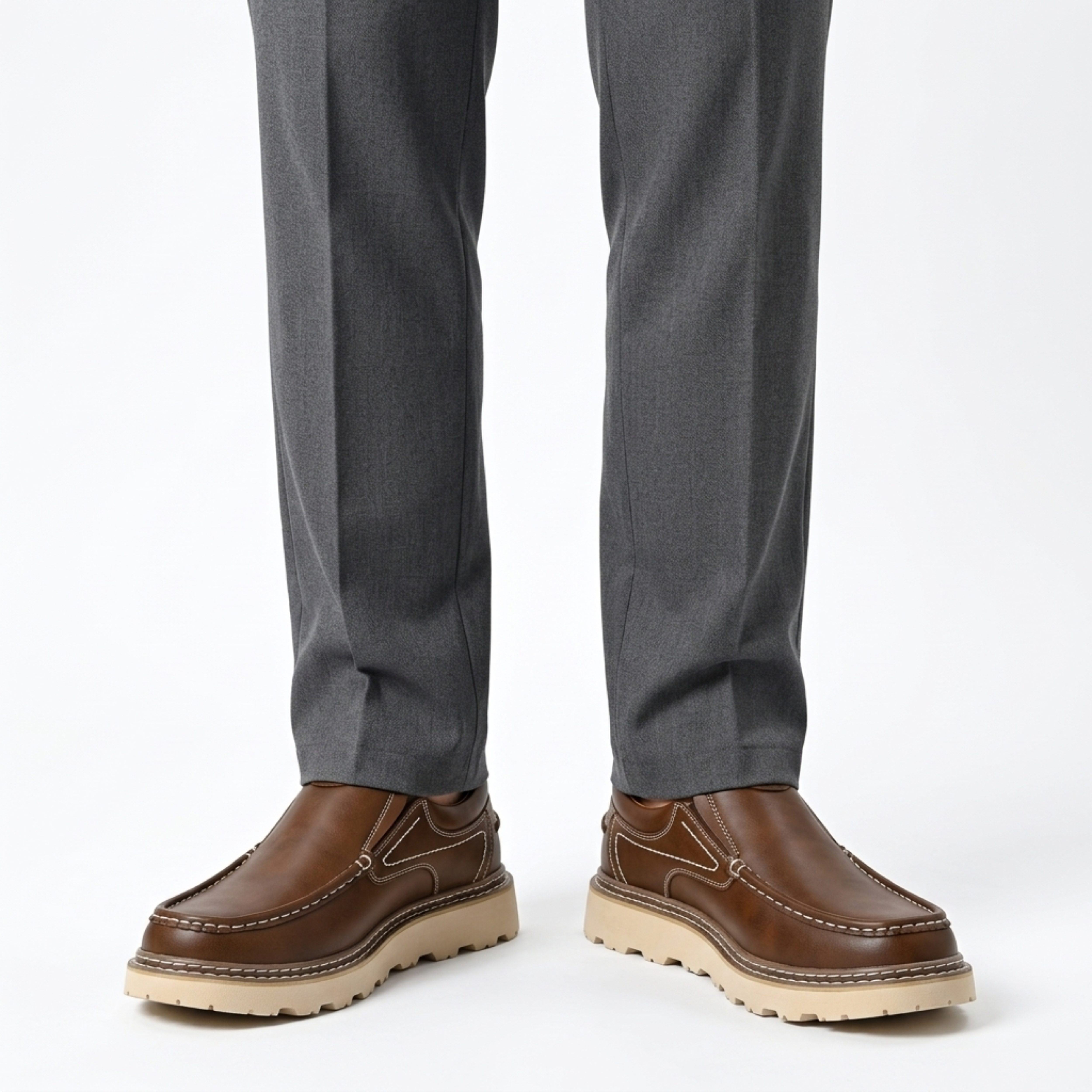 Leather slip-on shoes — sturdy and flexible sole — everyday use