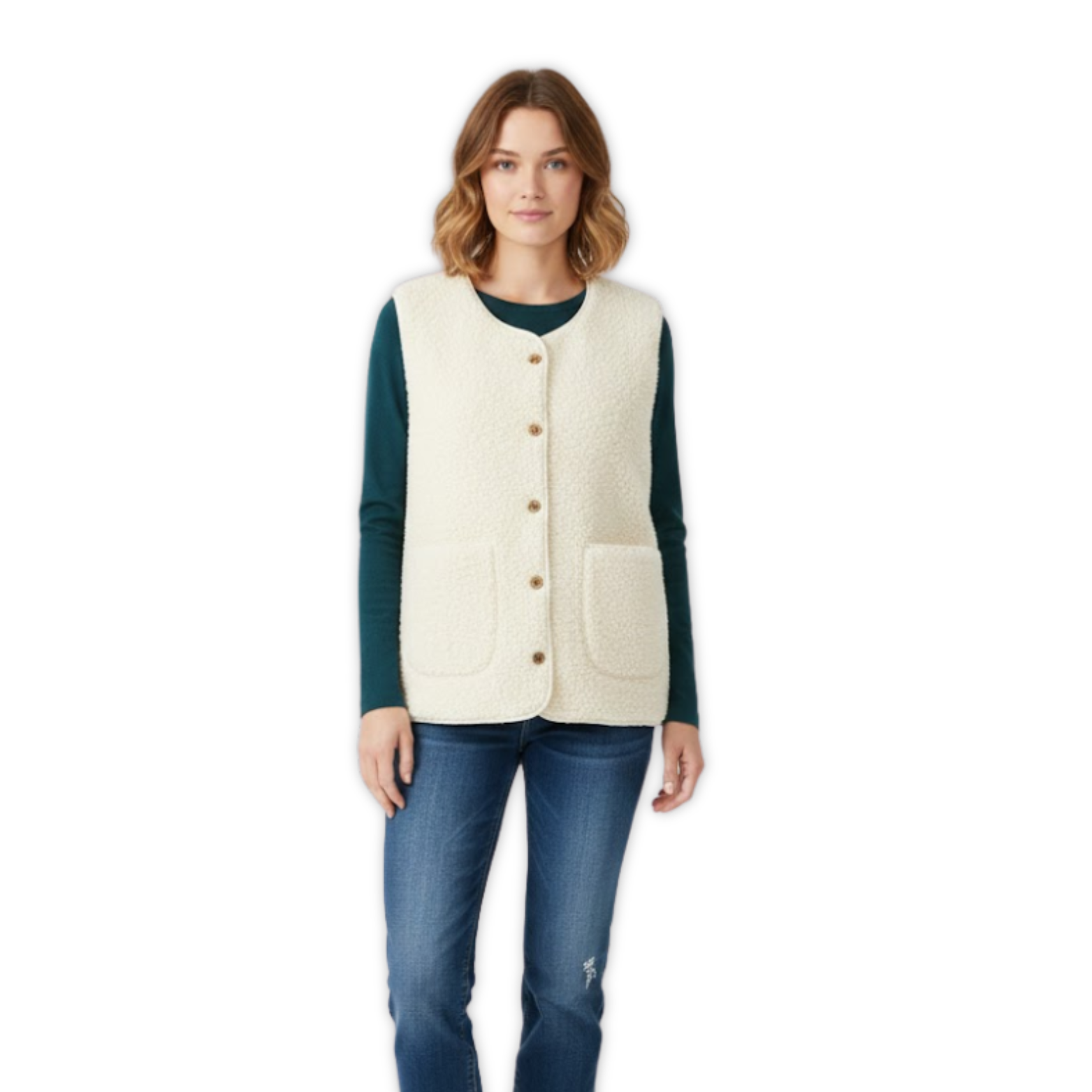 Women's Sleeveless Teddy Fleece Vest Outerwear