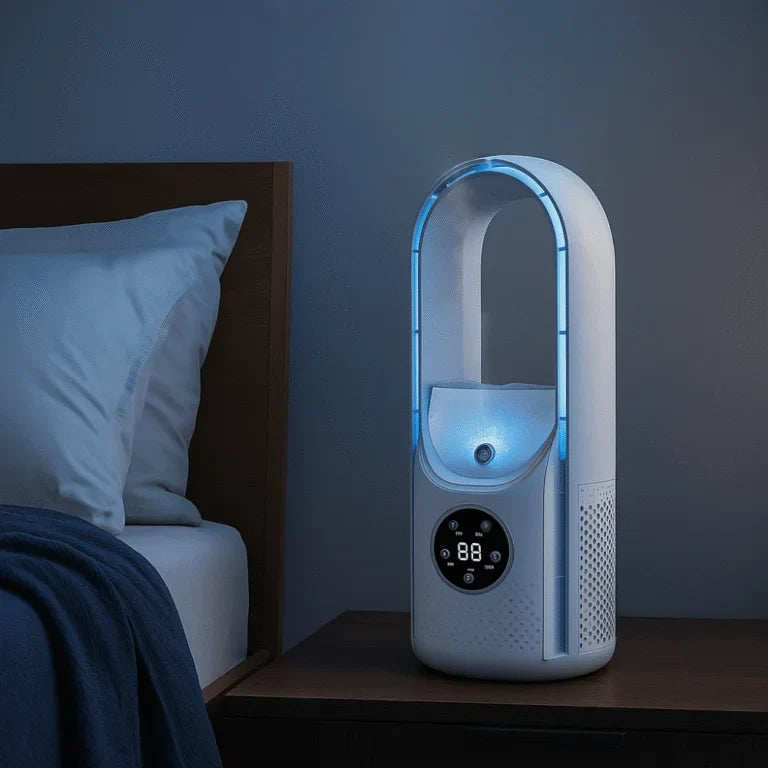 Enfriador de aire USB sin aspas con depósito de agua y 6 velocidades