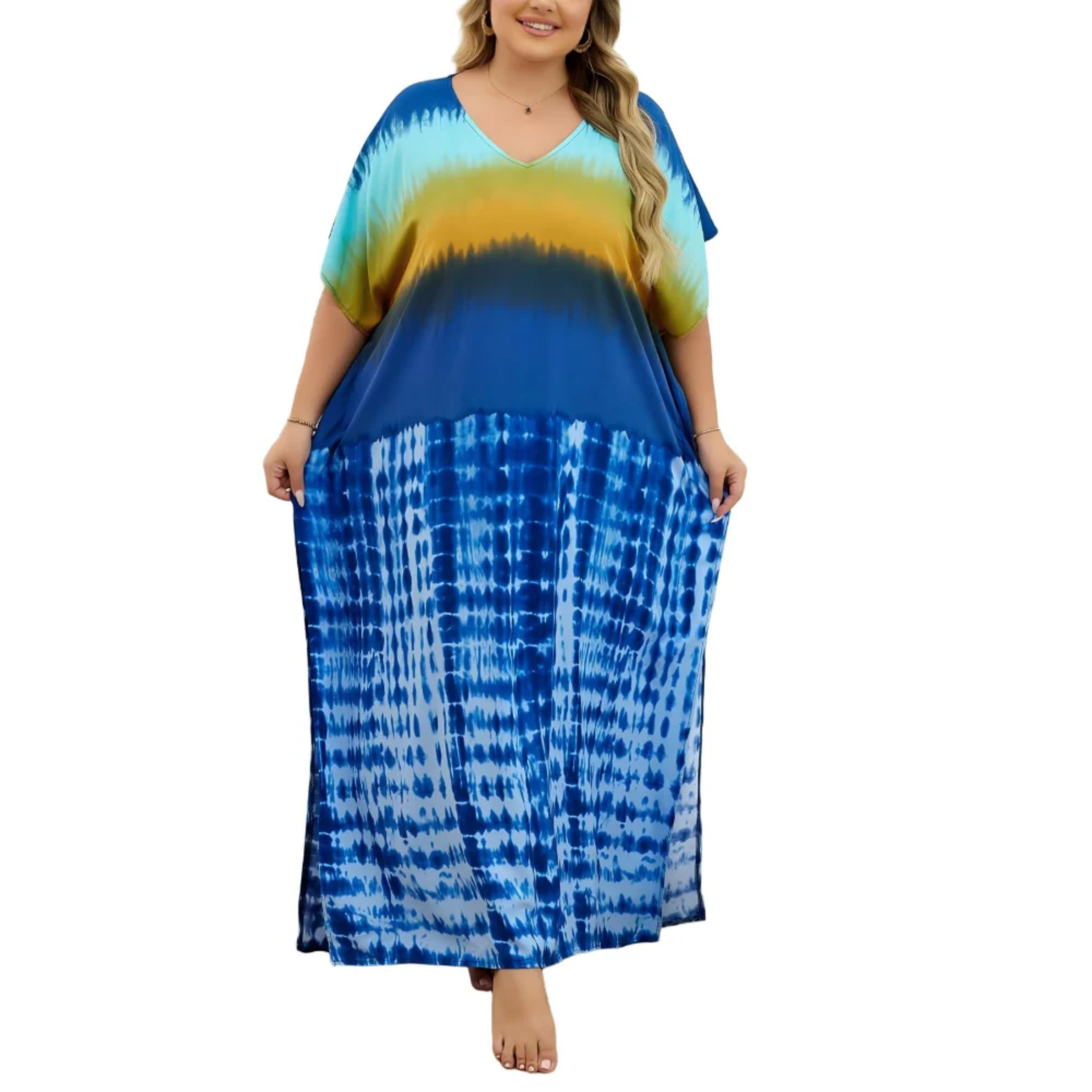 Robe kaftan kimono velká velikost — volný střih — pláž a cestování