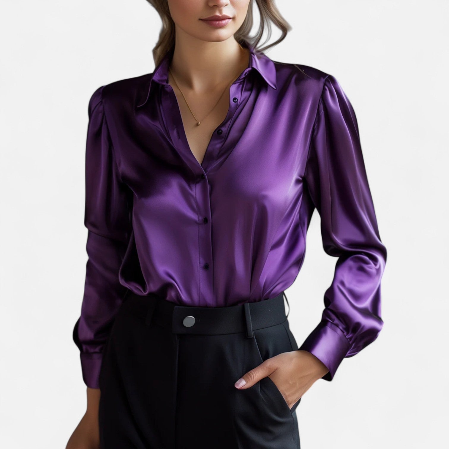 Ancienne Monde | Blouse Femme en Satin à Manches Longues – Élégance Légère, Éclat Estival