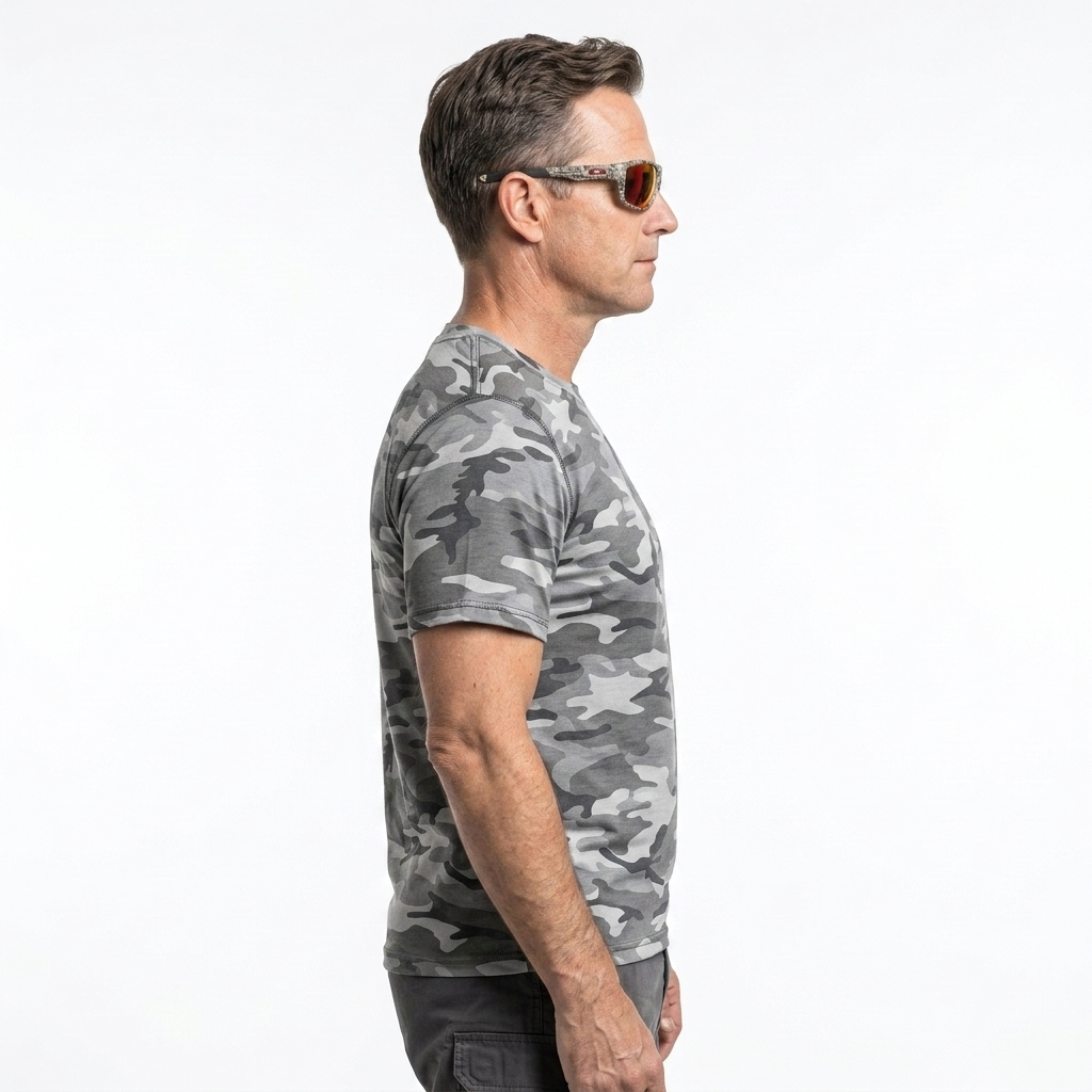 Sport sunglasses — polarized lenses and camouflage frame
