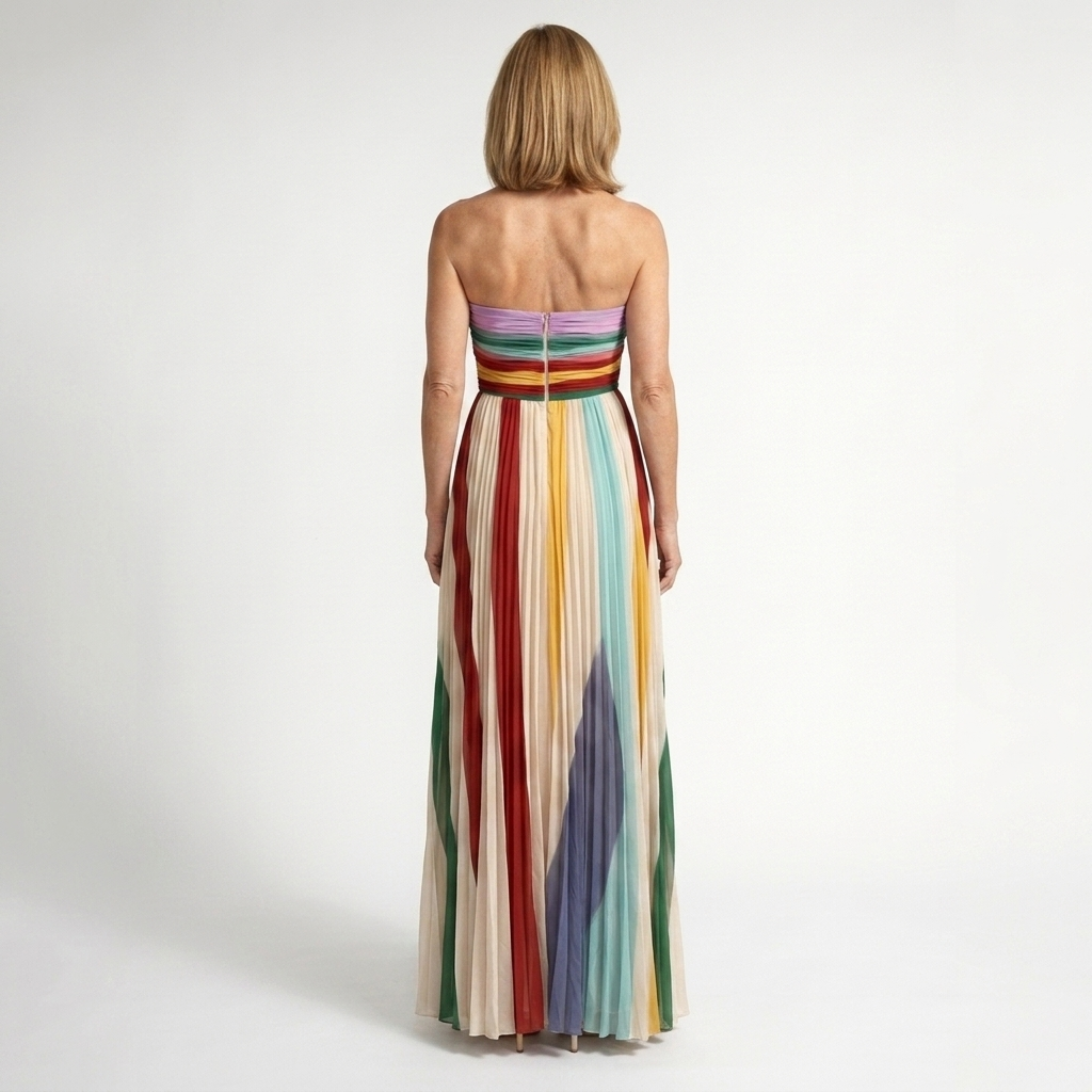 Women's long bohemian dress — strapless bustier — beach and summer