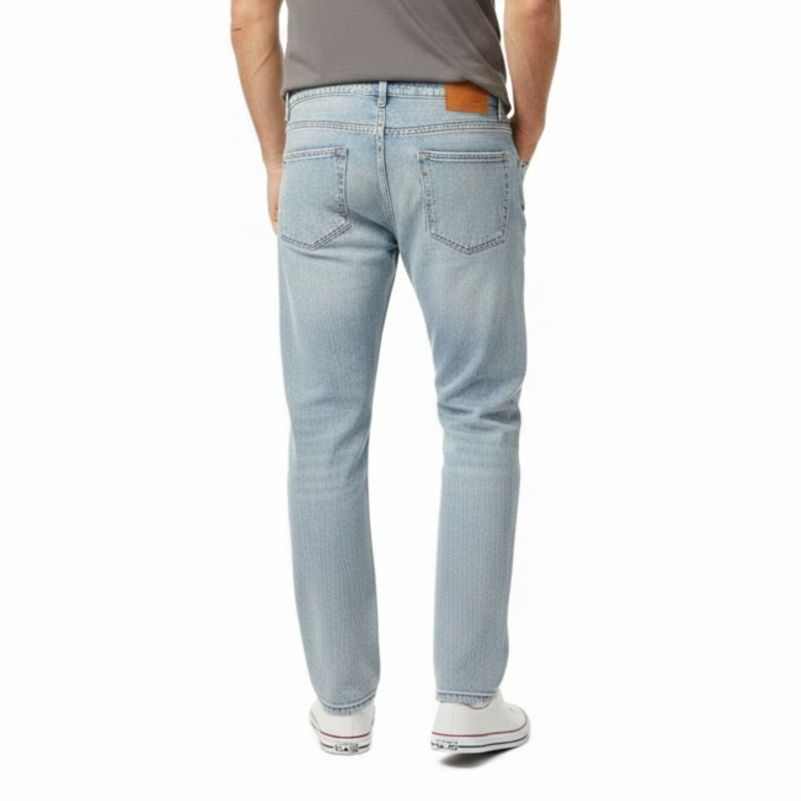 Jean large en coton pour homme coupe droite délavé avec poches classiques