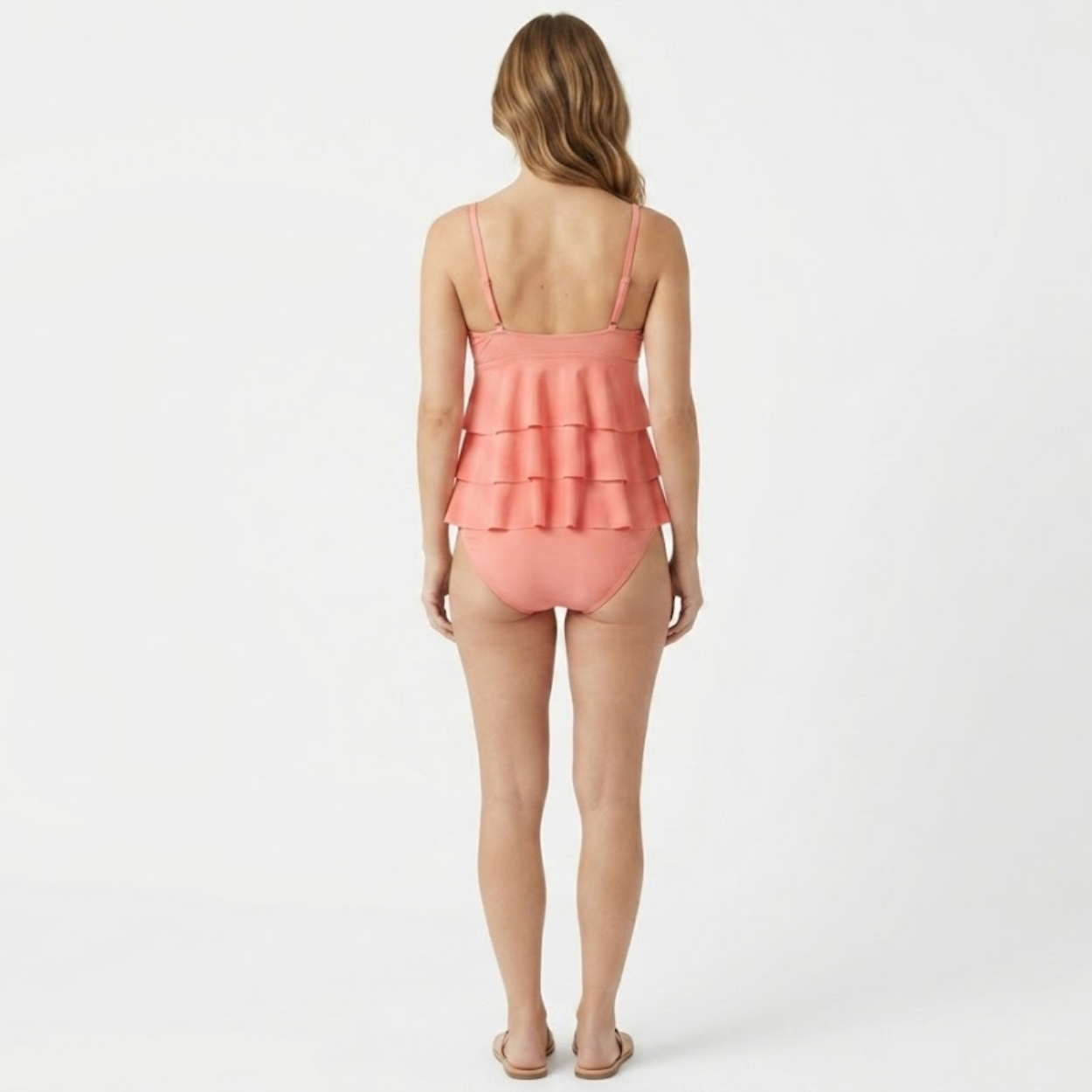 Maillot de Bain Tankini Set Deux Pièces à Volants Superposés pour Femme