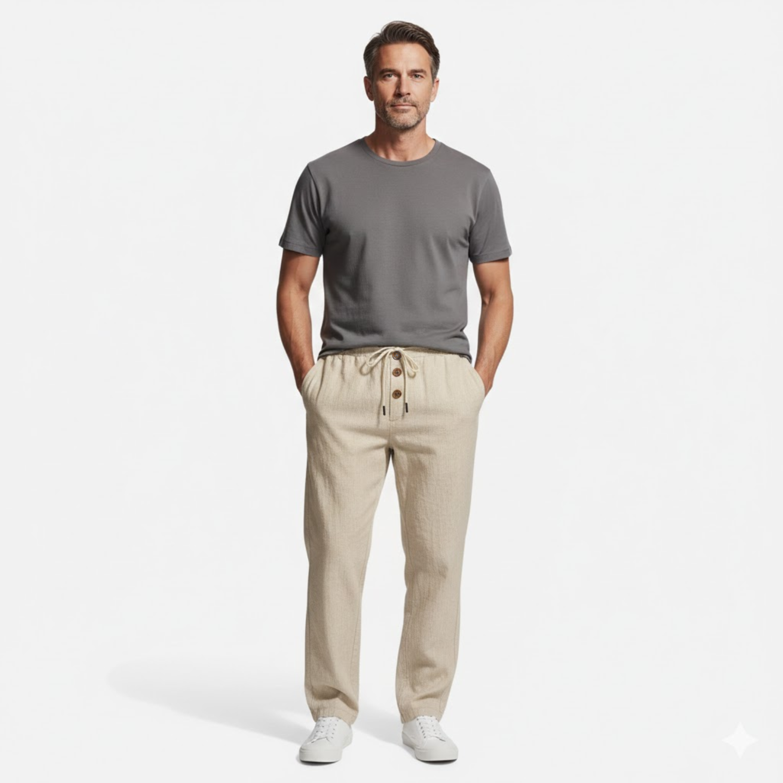 Pantalon de jogging en coton pour homme coupe droite avec cordon de serrage