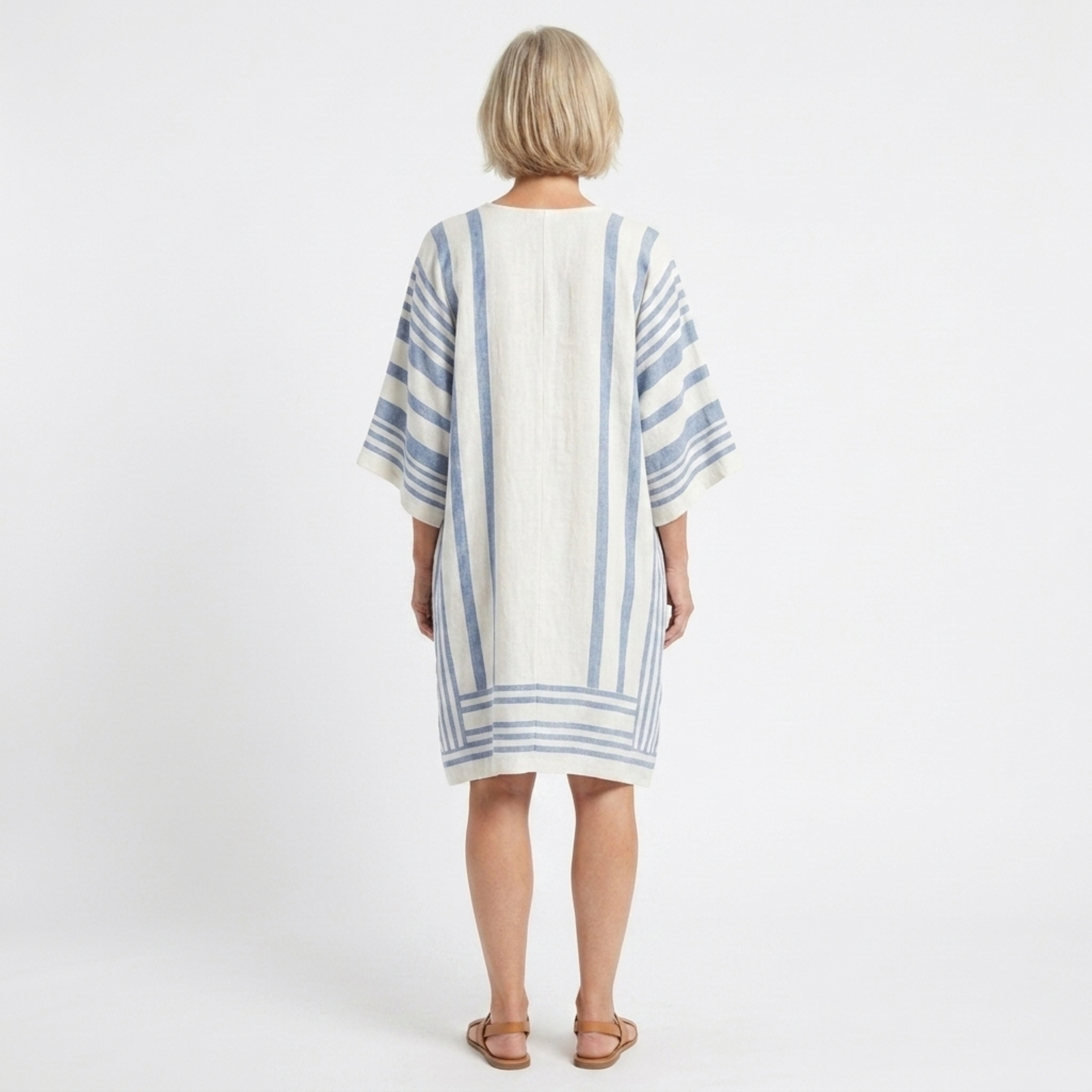 Striped kimono tunic for women — loose fit — beach and travel