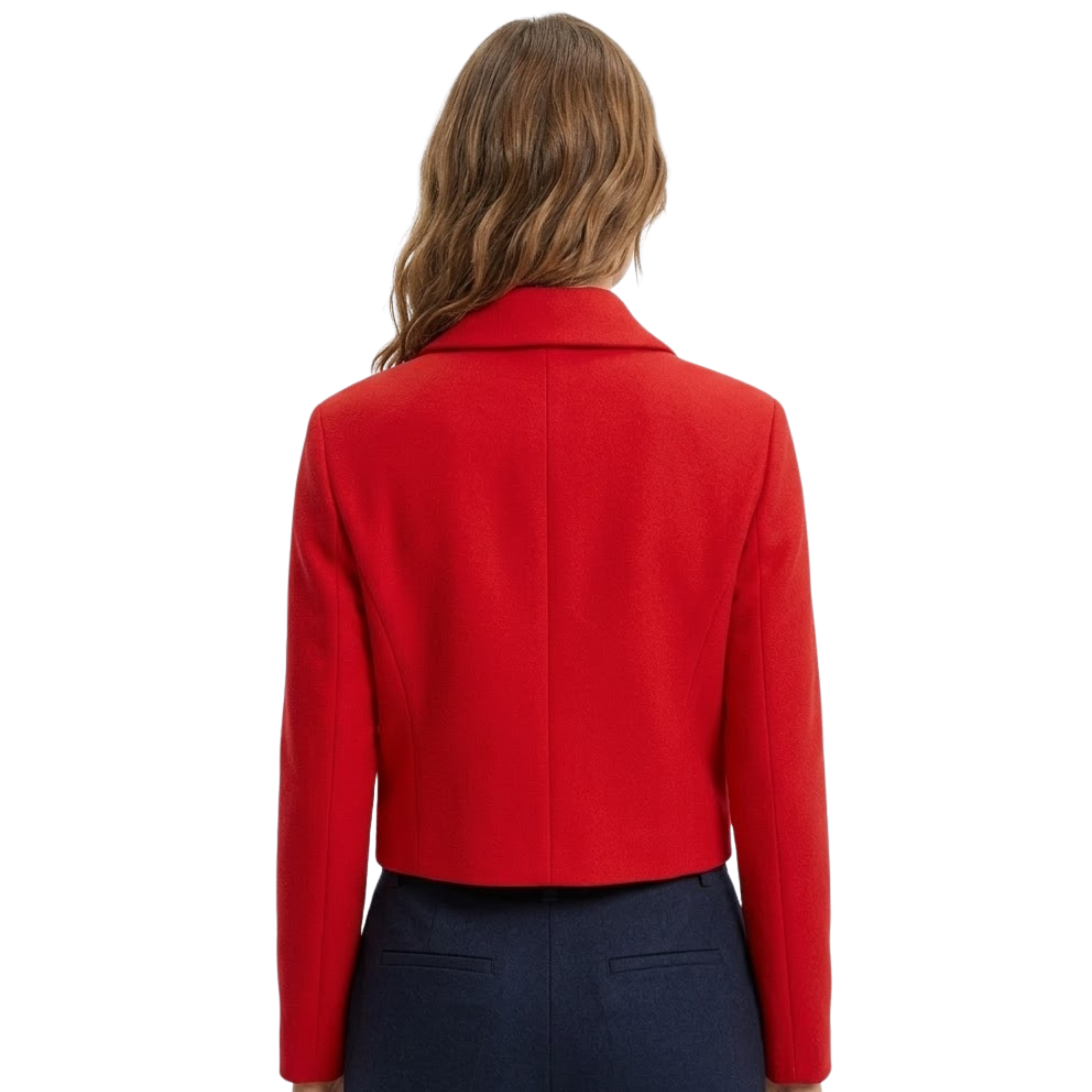 Veste Courte Élégante à Manches Longues et Poches à Rabat pour Femme