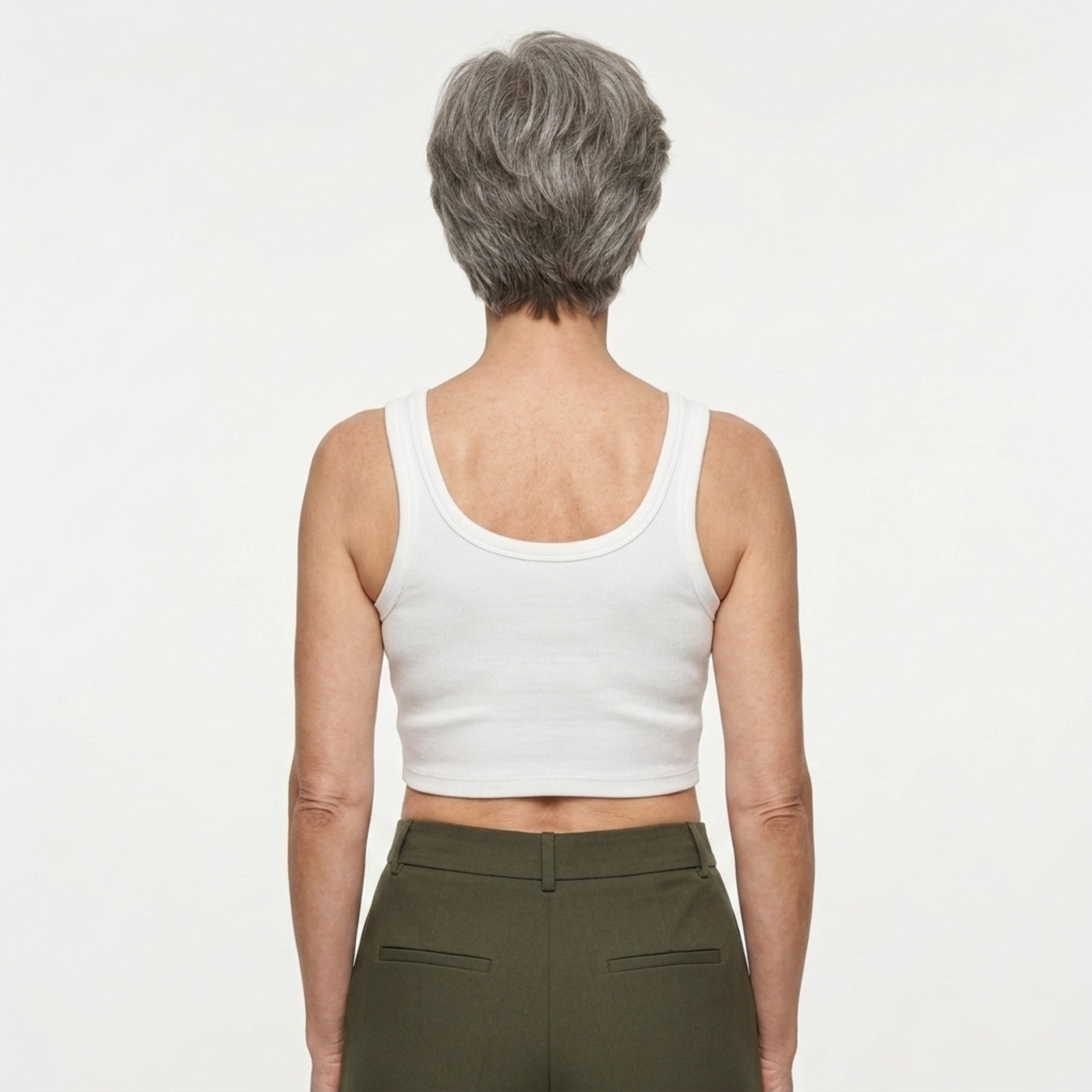 Débardeur crop top femme — maille côtelée — col carré — plage et vacances