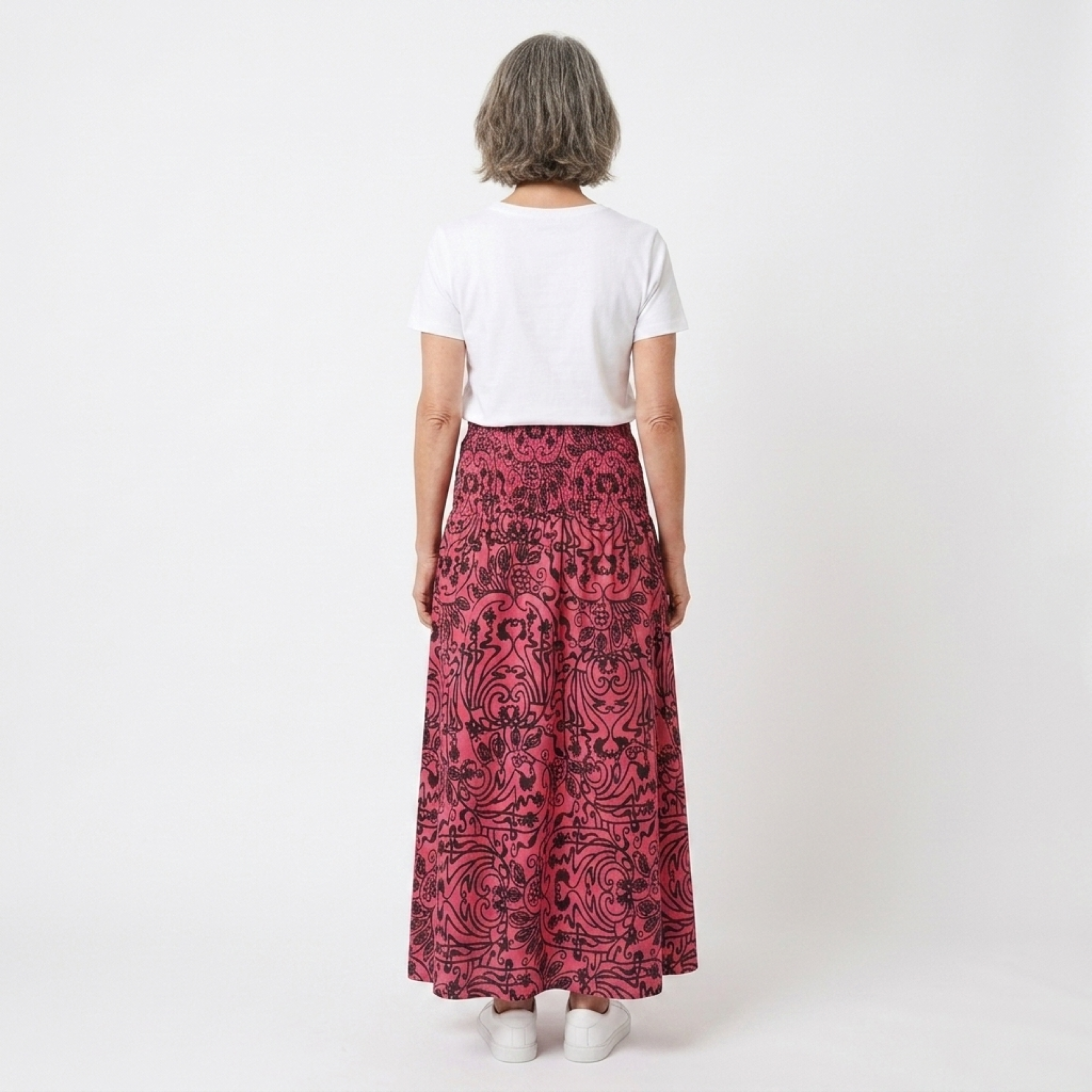 Maxi lang boheme nederdel — elastisk høj talje — sommerferie