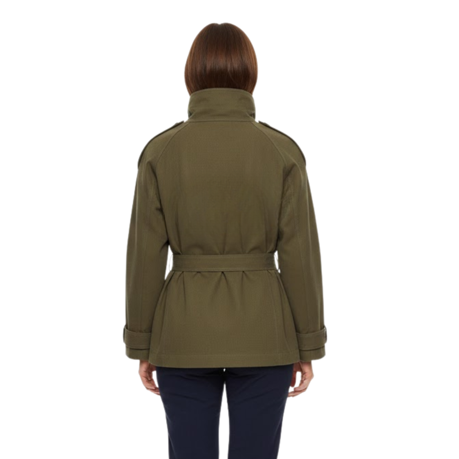 Veste Décontractée Femme Style Coréen Chic à Ceinture Col Montant