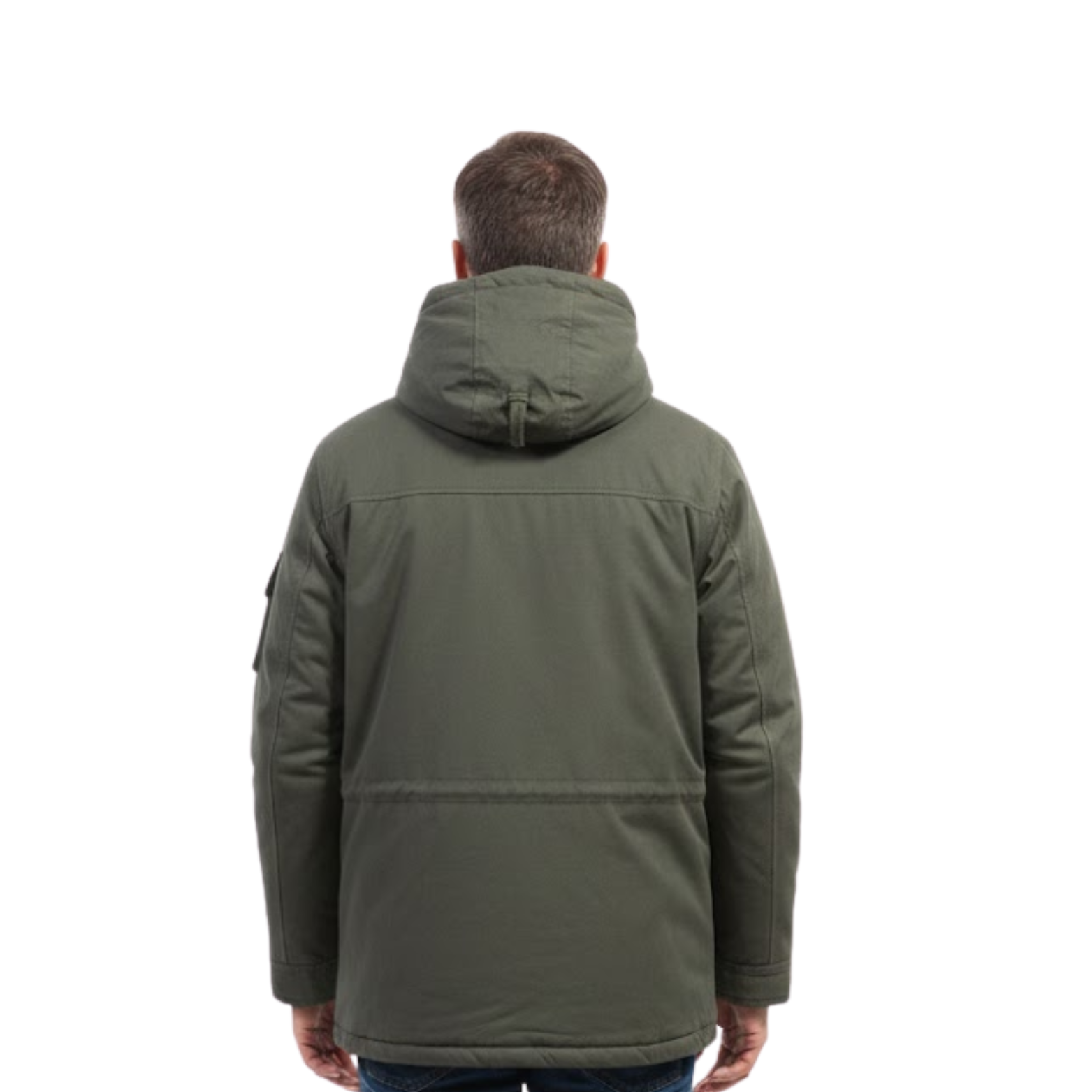 Parka Homem Militar em Algodão Lavado e Polar Grosso