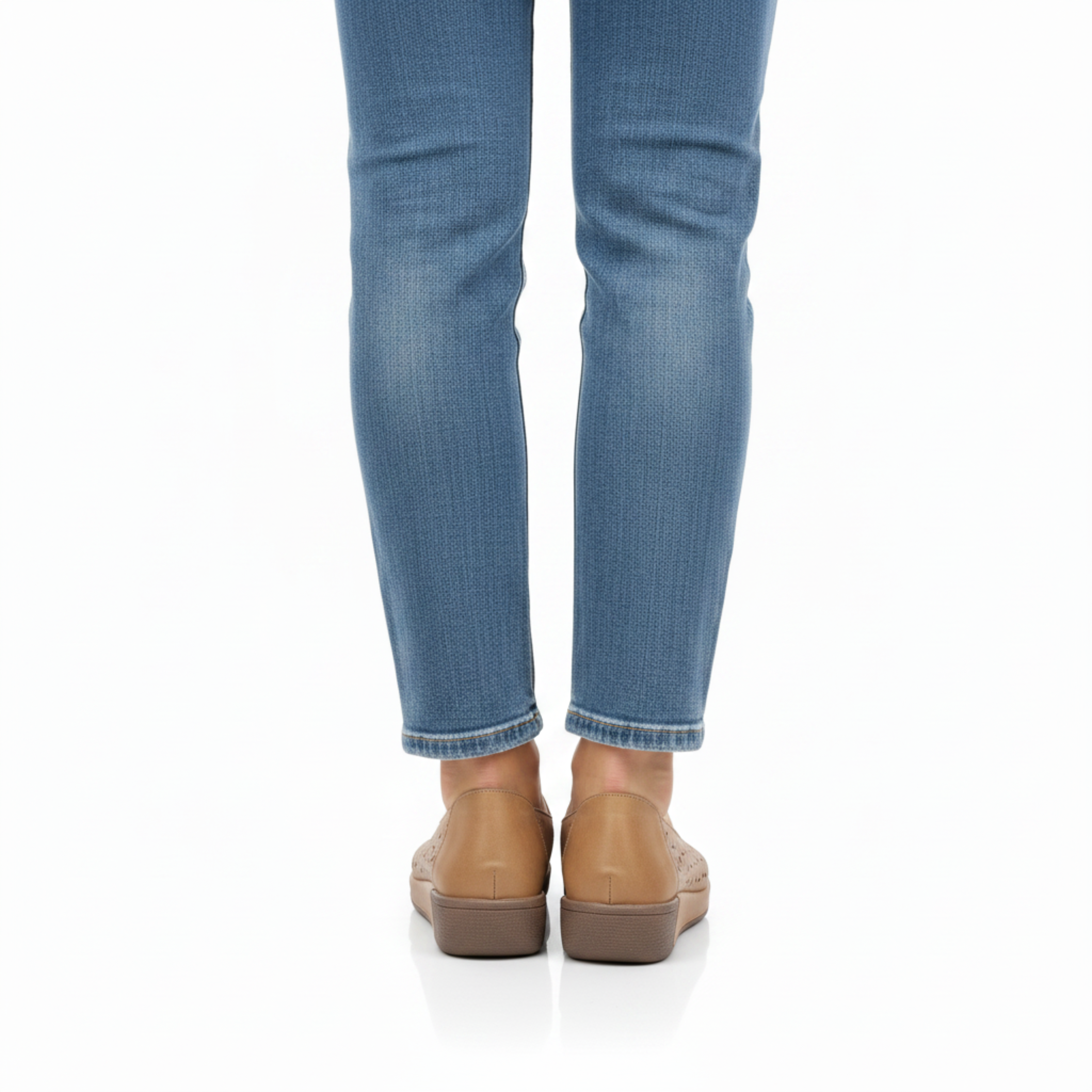Mocasines de cuero con plataforma y suela compensada acolchada para mujer