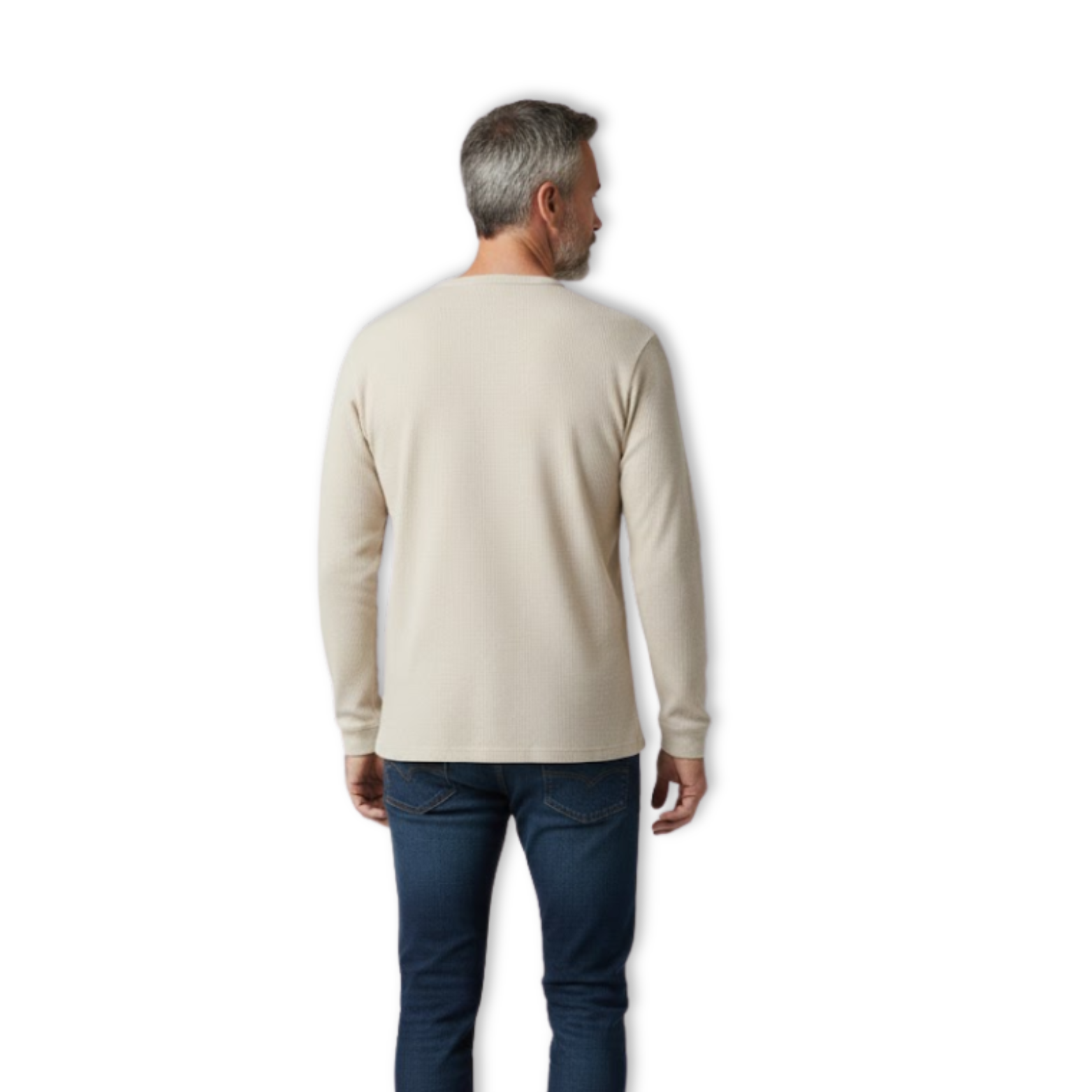 Férfi hosszú ujjú felső kerek nyakkal, prémium pamut, laza elegáns