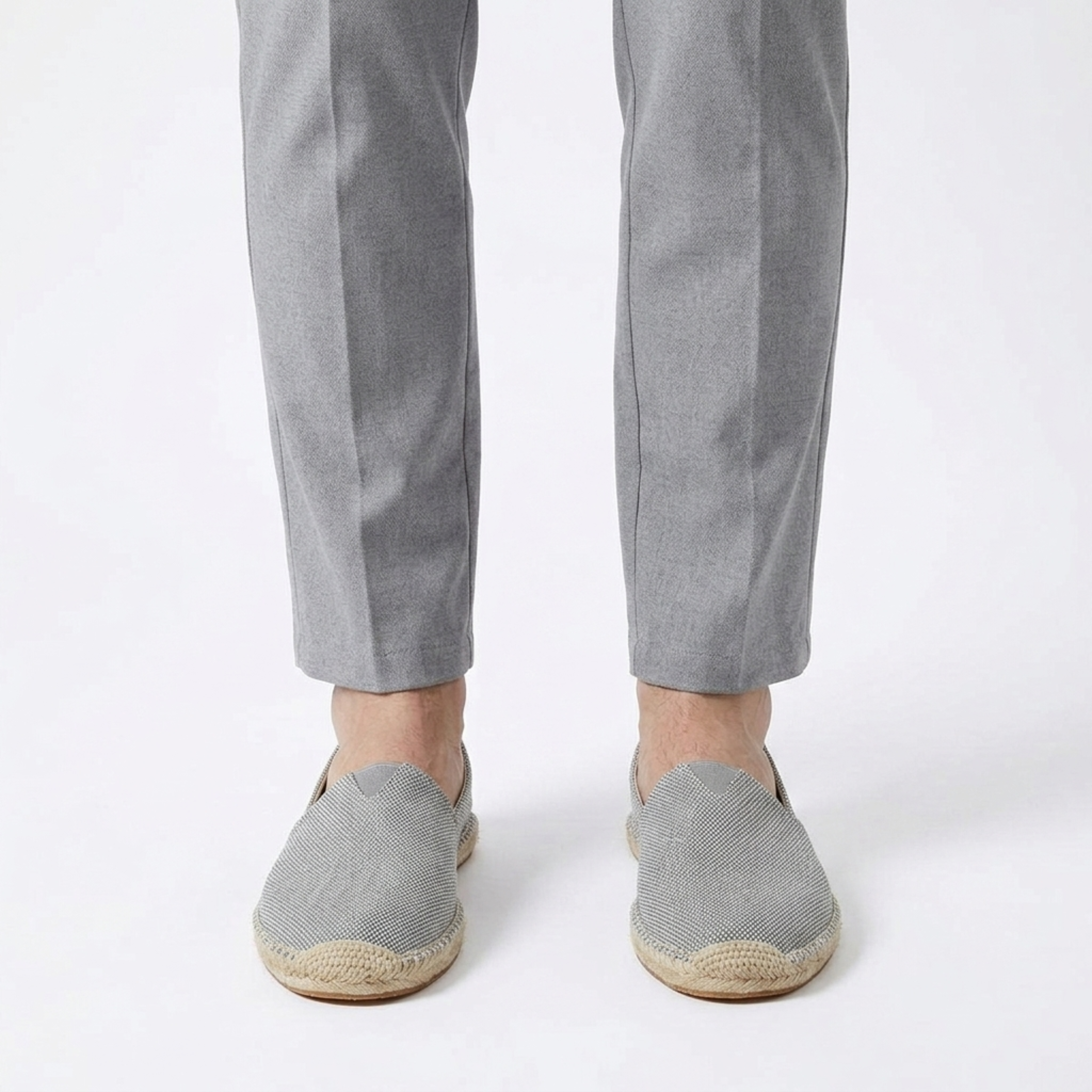 Espadrilky z lnu pro muže — mokasíny na nazutí z plátna — na pláž a dovolenou
