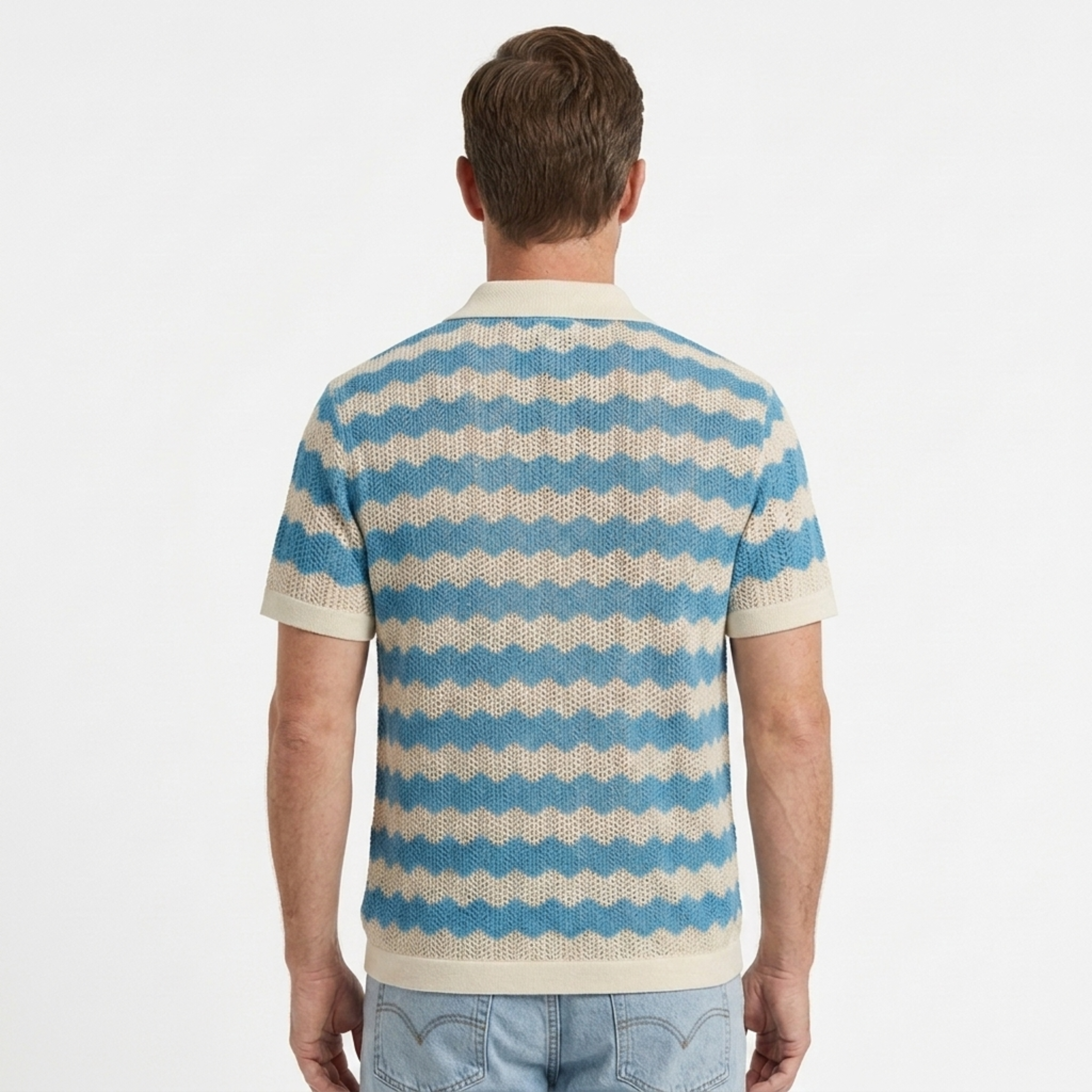 Polo uomo in maglia jacquard con bottoni — vacanze