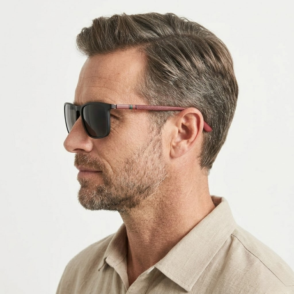 Polarized Square Sunglasses with Non-Slip Temples and Spring Hinges