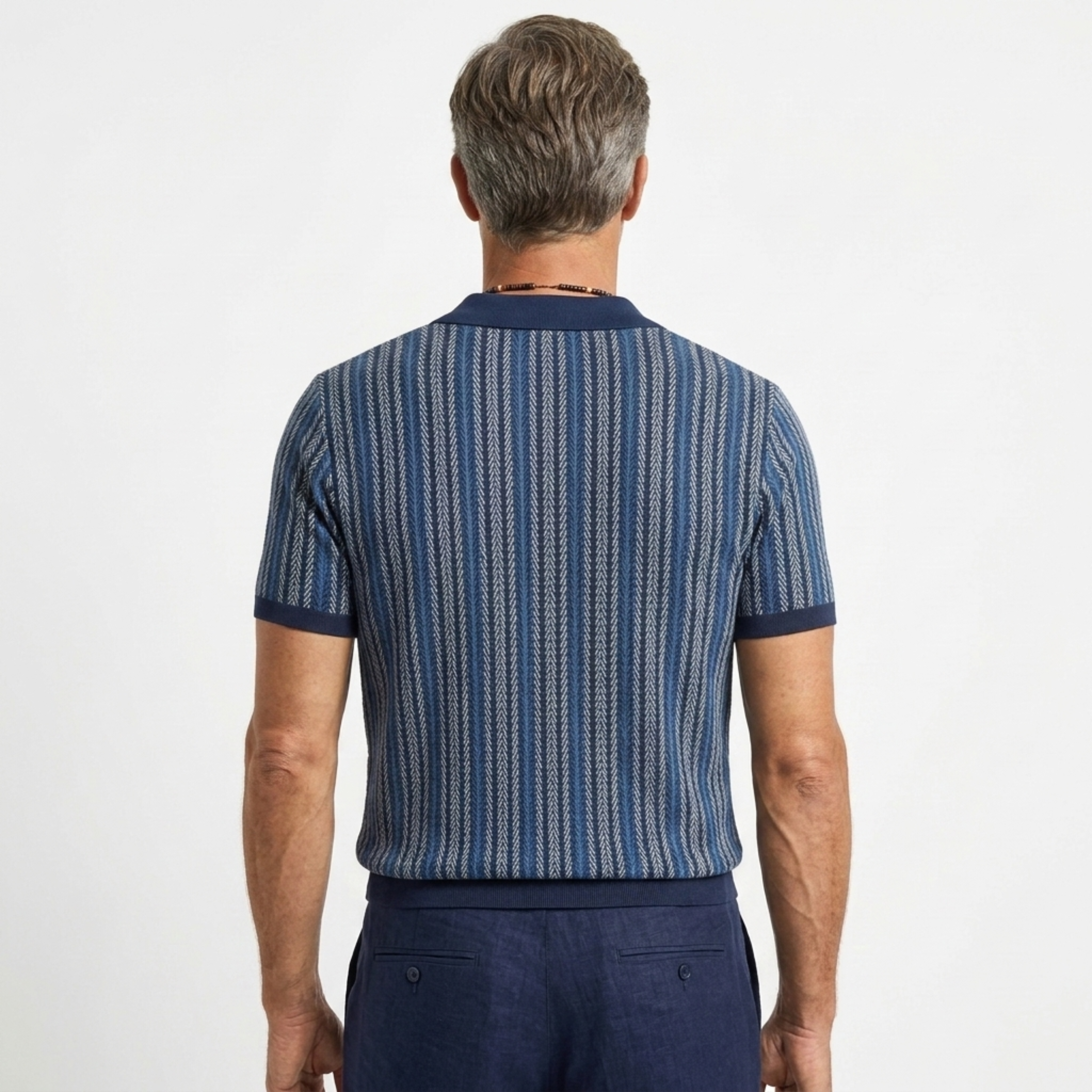 Cotton knit chemisette — buttoned polo style — semi-formal