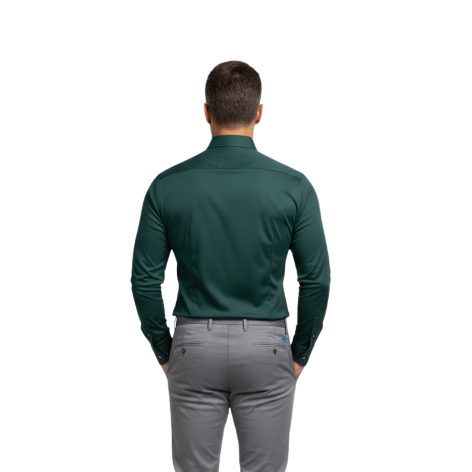 Hosszú ujjú, testhez simuló ing klasszikus gallérral és rugalmas anyagból