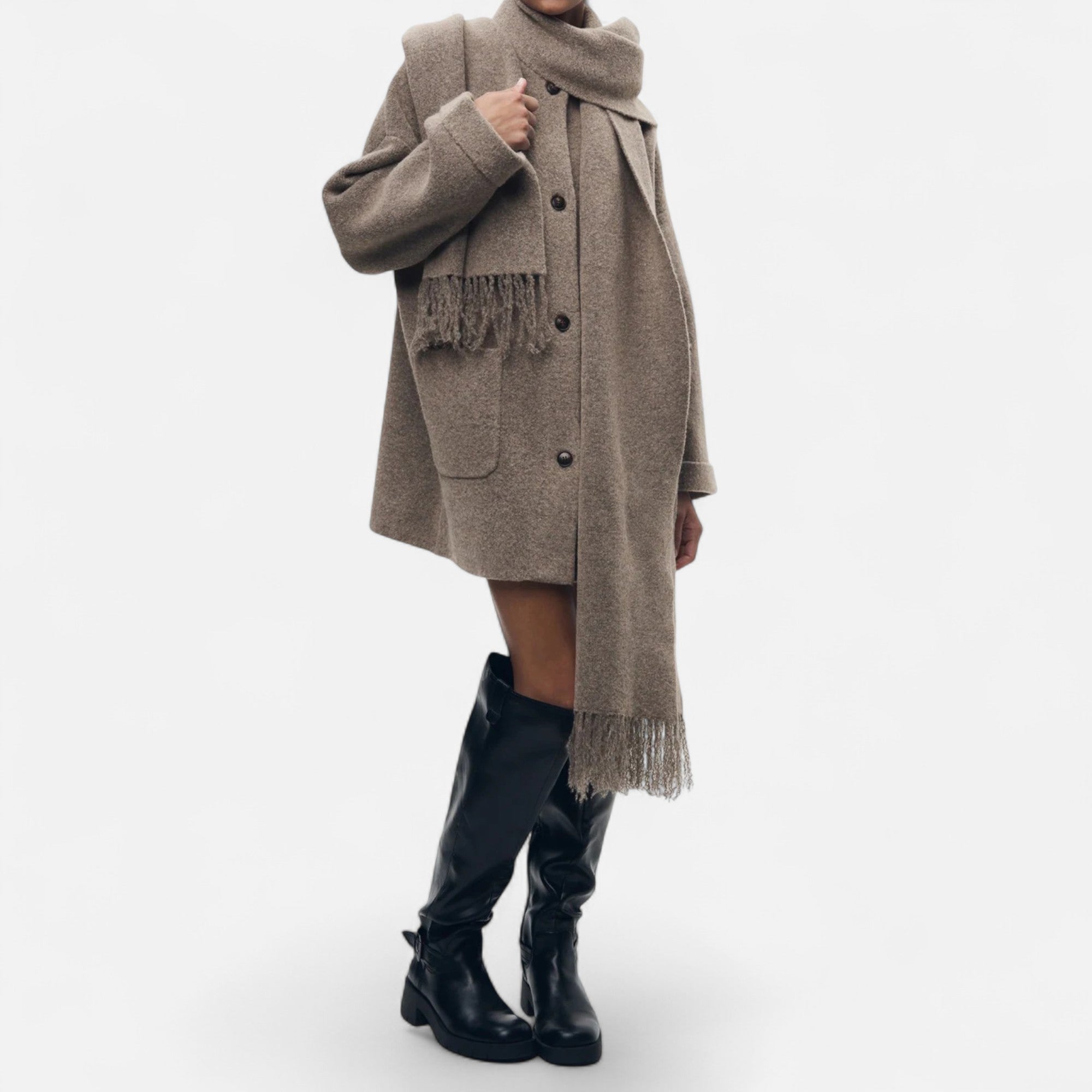 Ancienne Monde | Cardigan Femme Col Écharpe Élégant