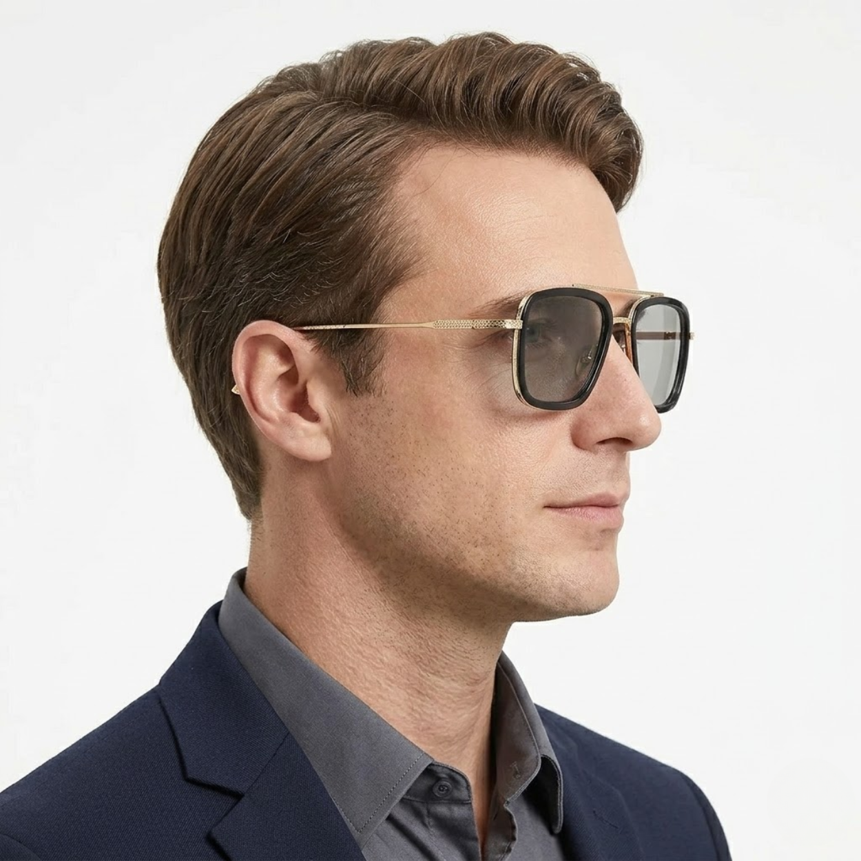 Square Aviator Glasses with Lightweight Frame and UV Protection Lenses