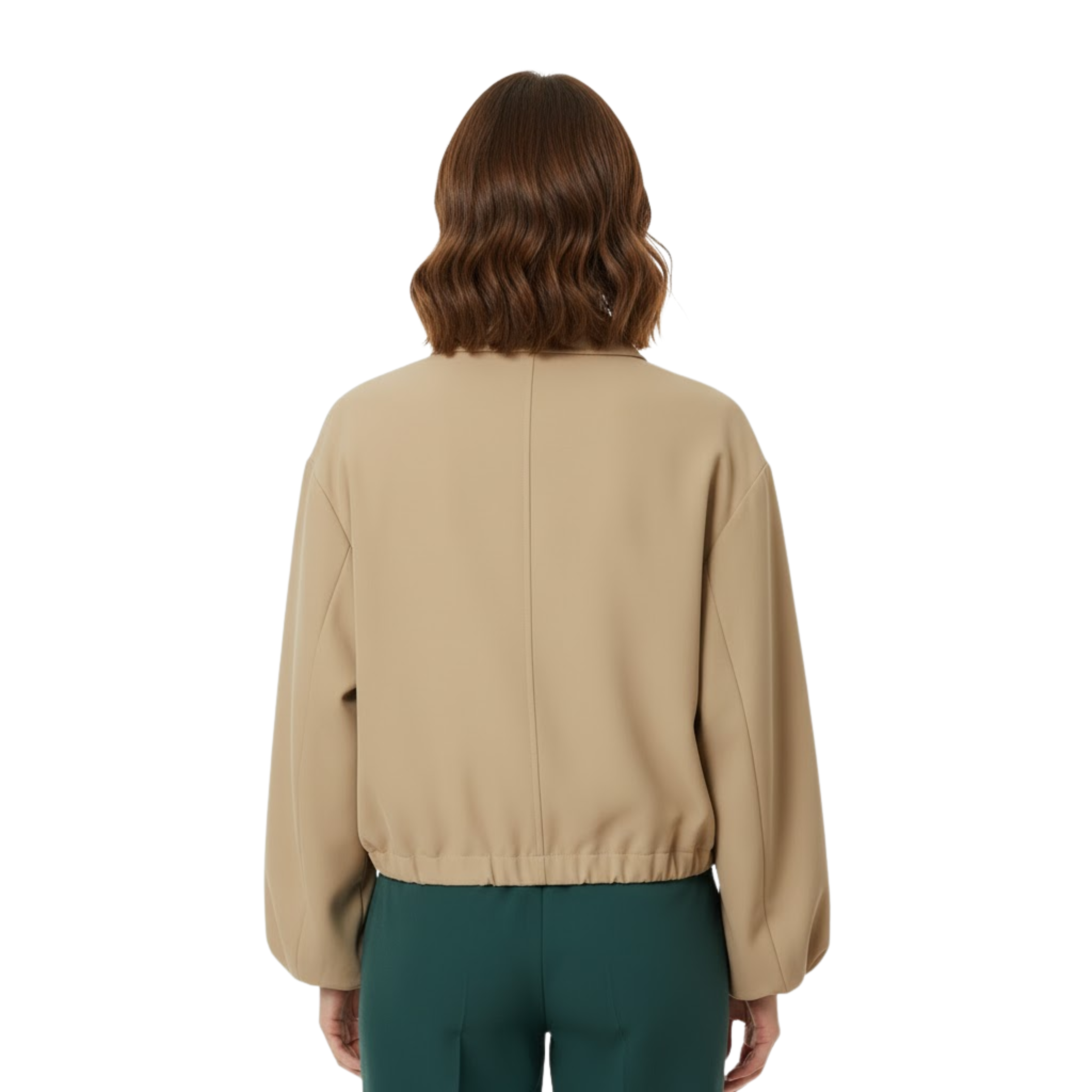 Veste Bomber Courte à Fermeture Éclair avec Col et Poignets Côtelés pour Femme