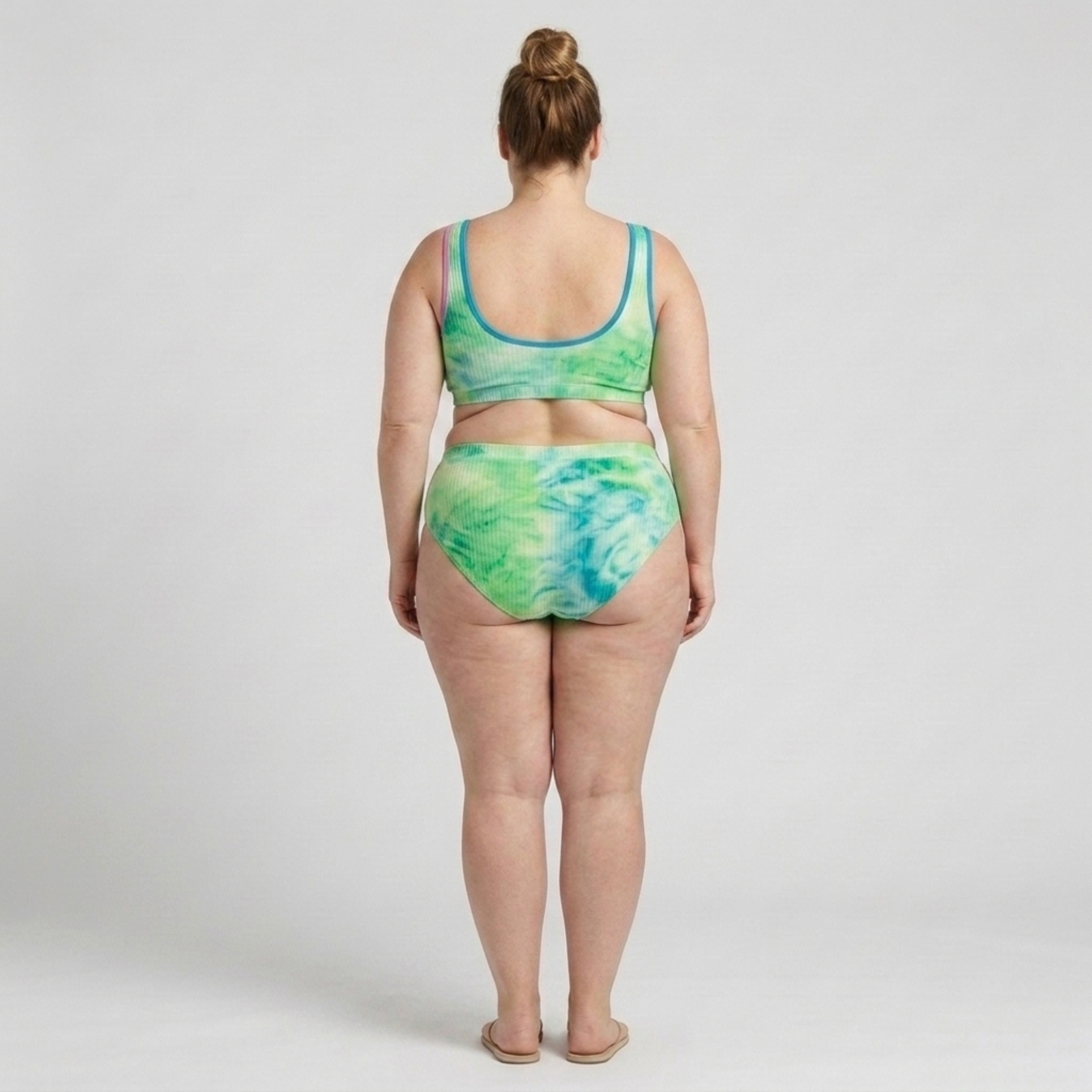 Bikini due pezzi taglia grande da donna a vita alta effetto tie-dye