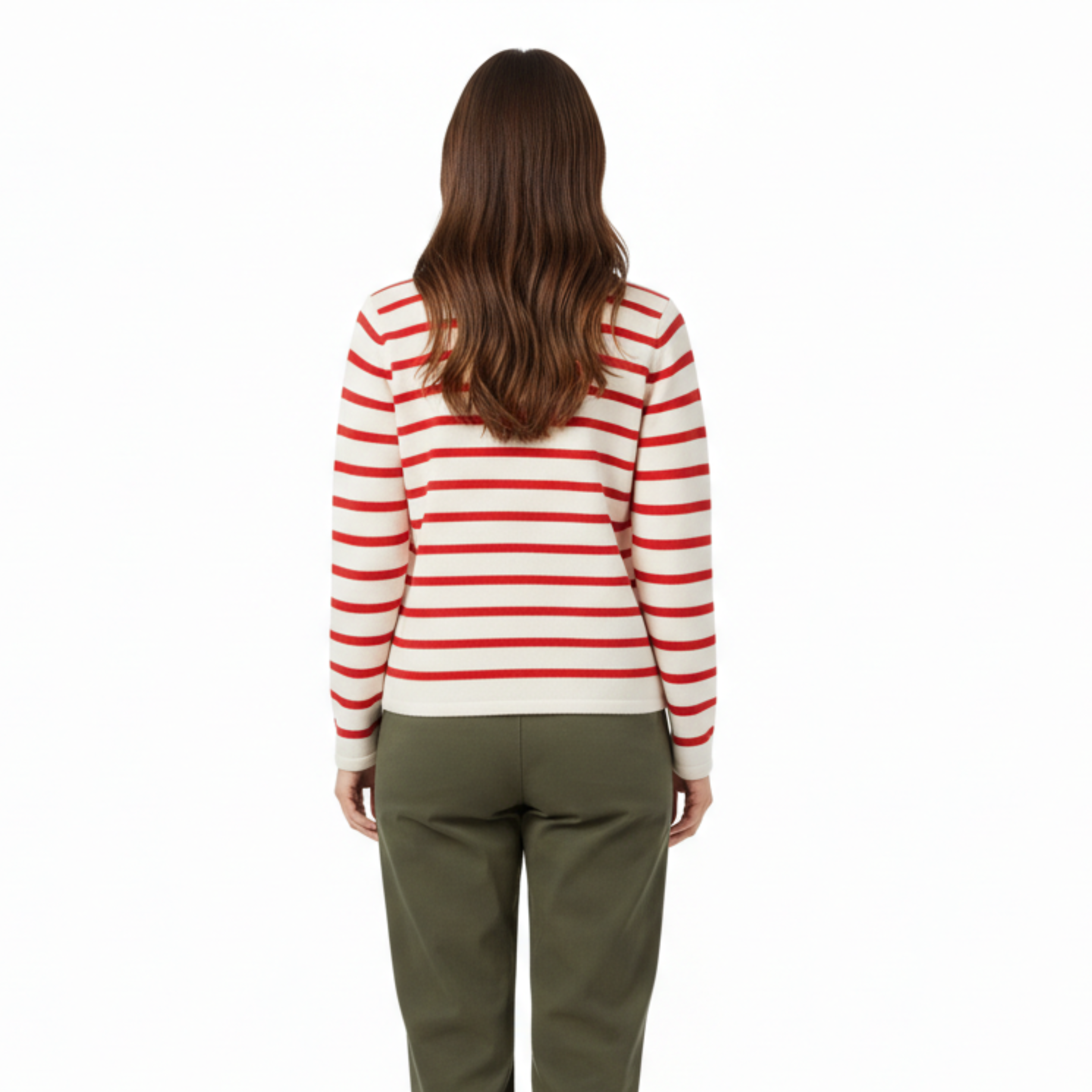 Cardigan lavorato a maglia a righe con scollo rotondo da donna, con chiusura semplice e maniche lunghe