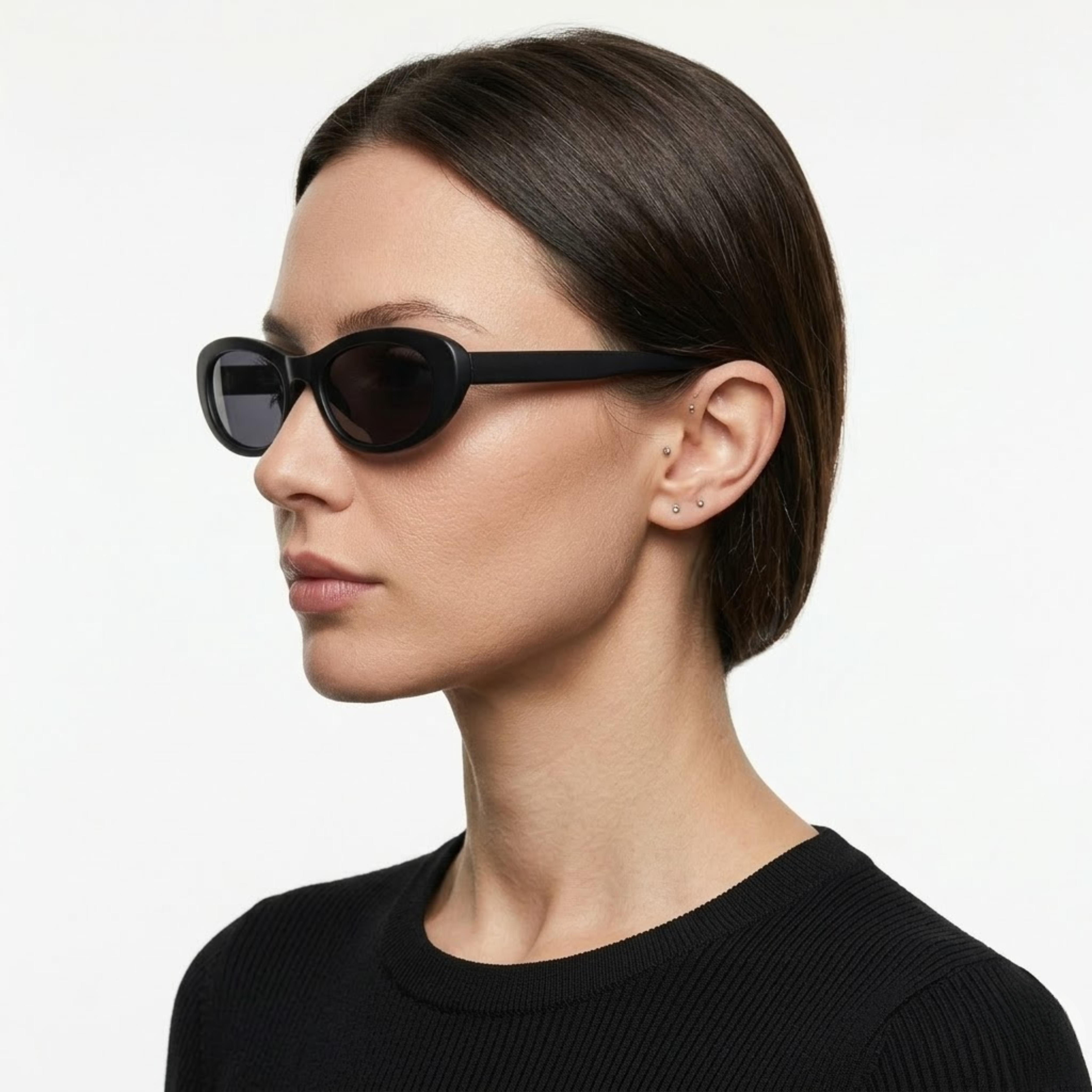 Lunettes de Soleil Ovales à Petite Monture Style Rétro et Verres Miroirs