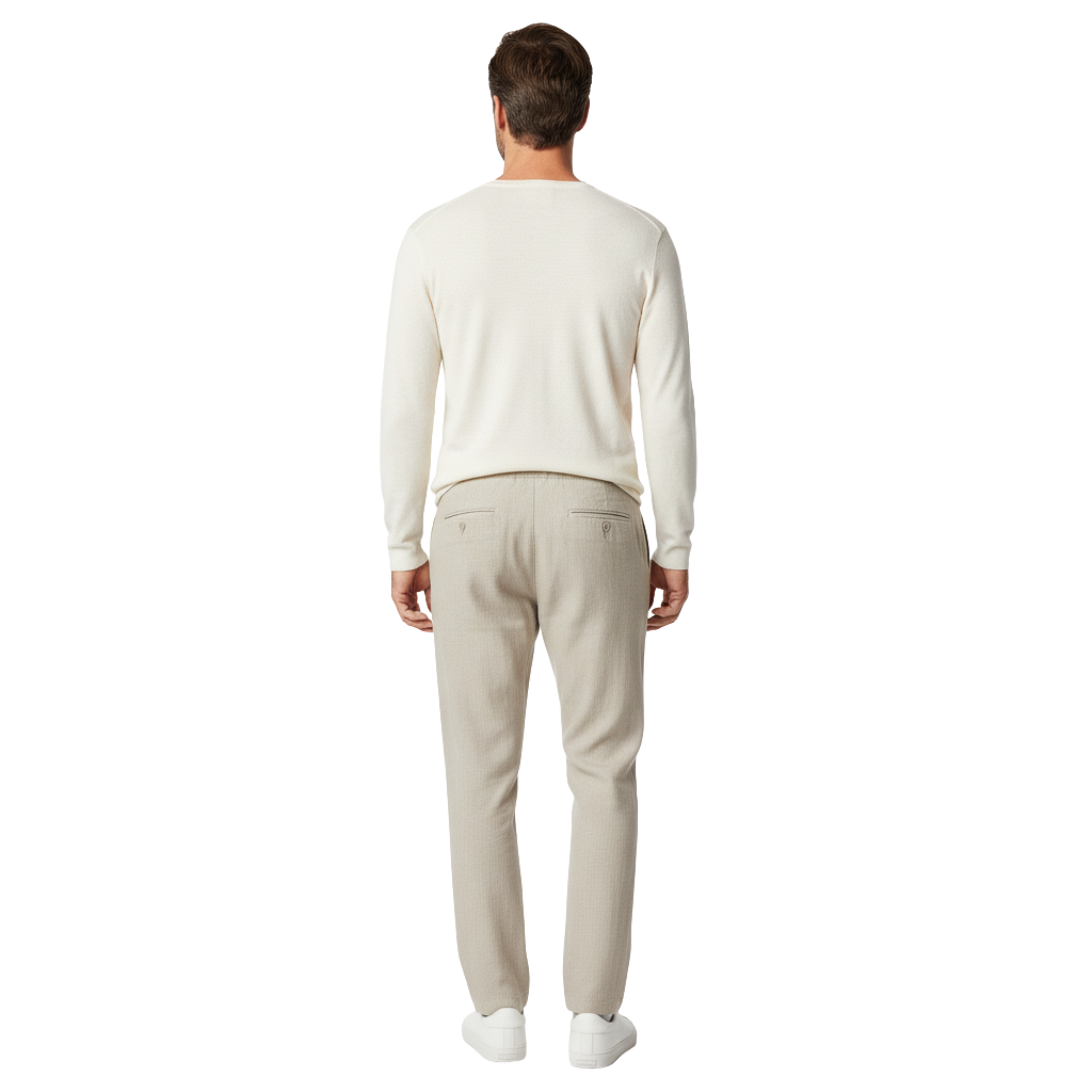 Pantalon en Coton et Lin pour Homme avec Taille Élastique et Coupe Droite