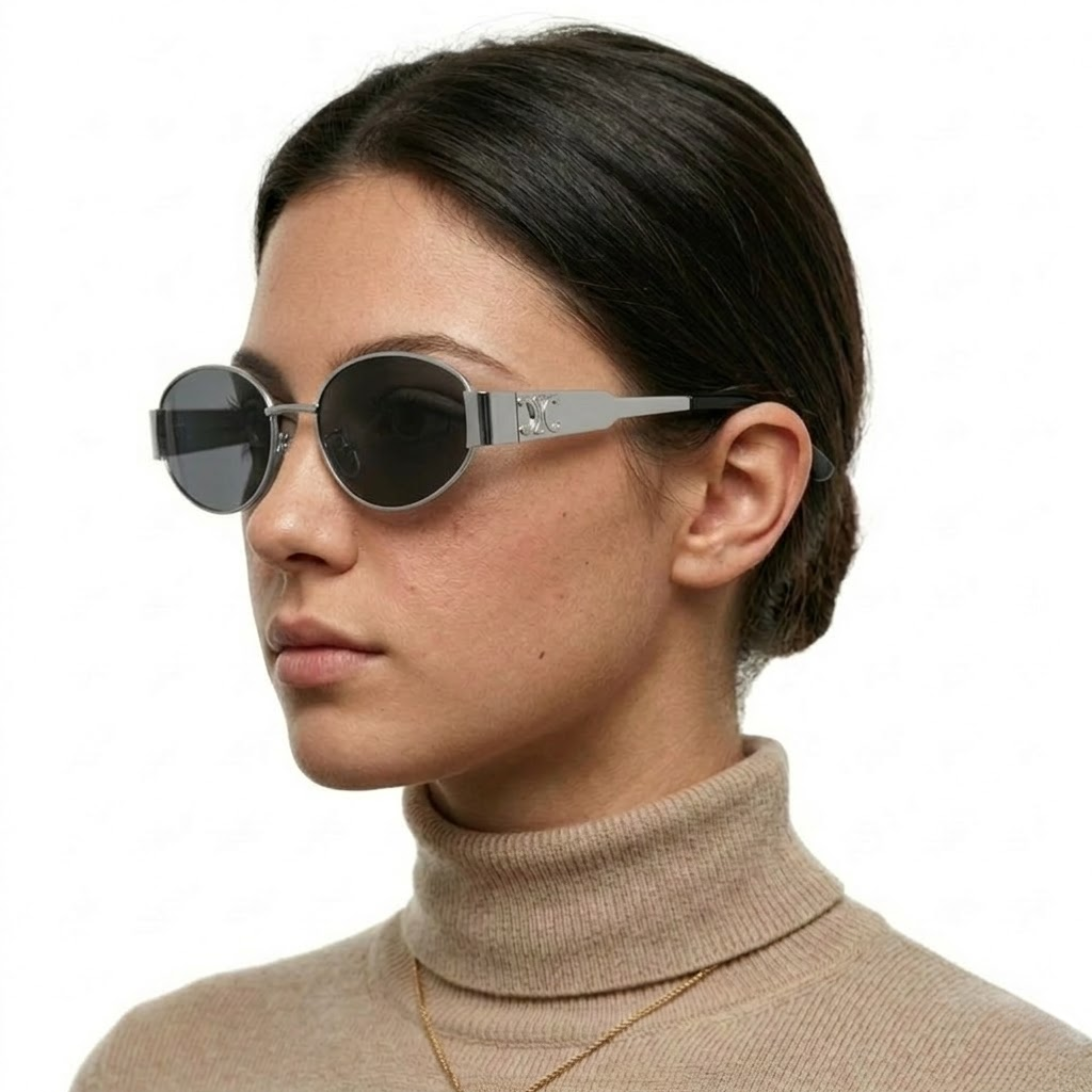 Lunettes de Soleil Ovales Vintage en Métal avec Protection UV400 pour Femmes