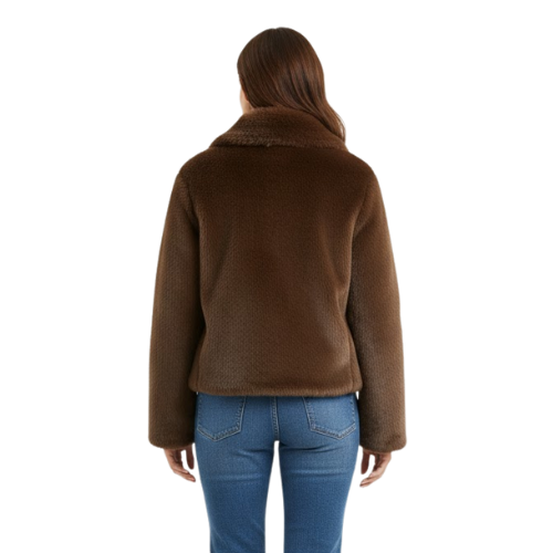 Loose Women's Jacket with Lapel Collar and Long Sleeves Buttons