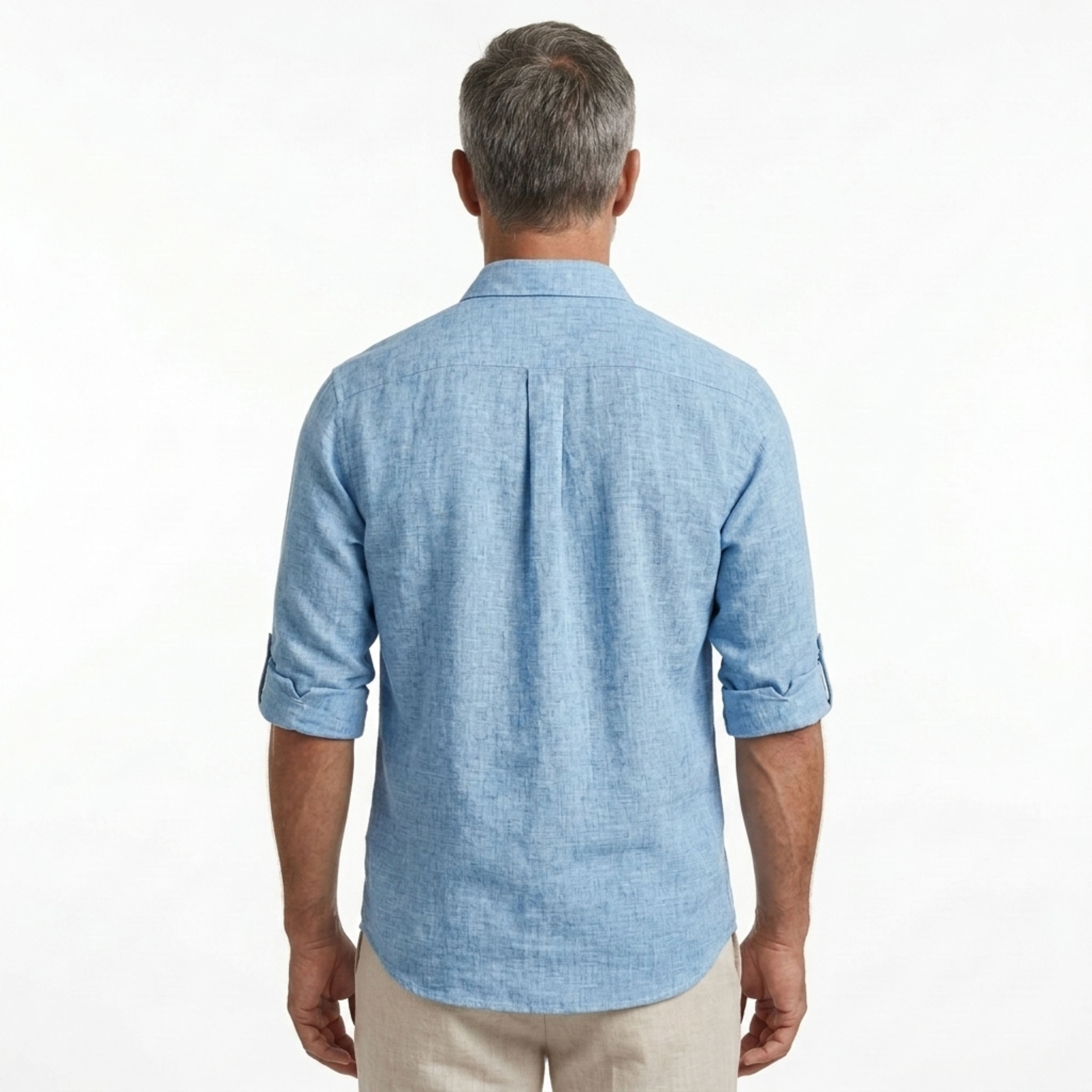 Men's short-sleeve polo — breathable linen blend — vacation