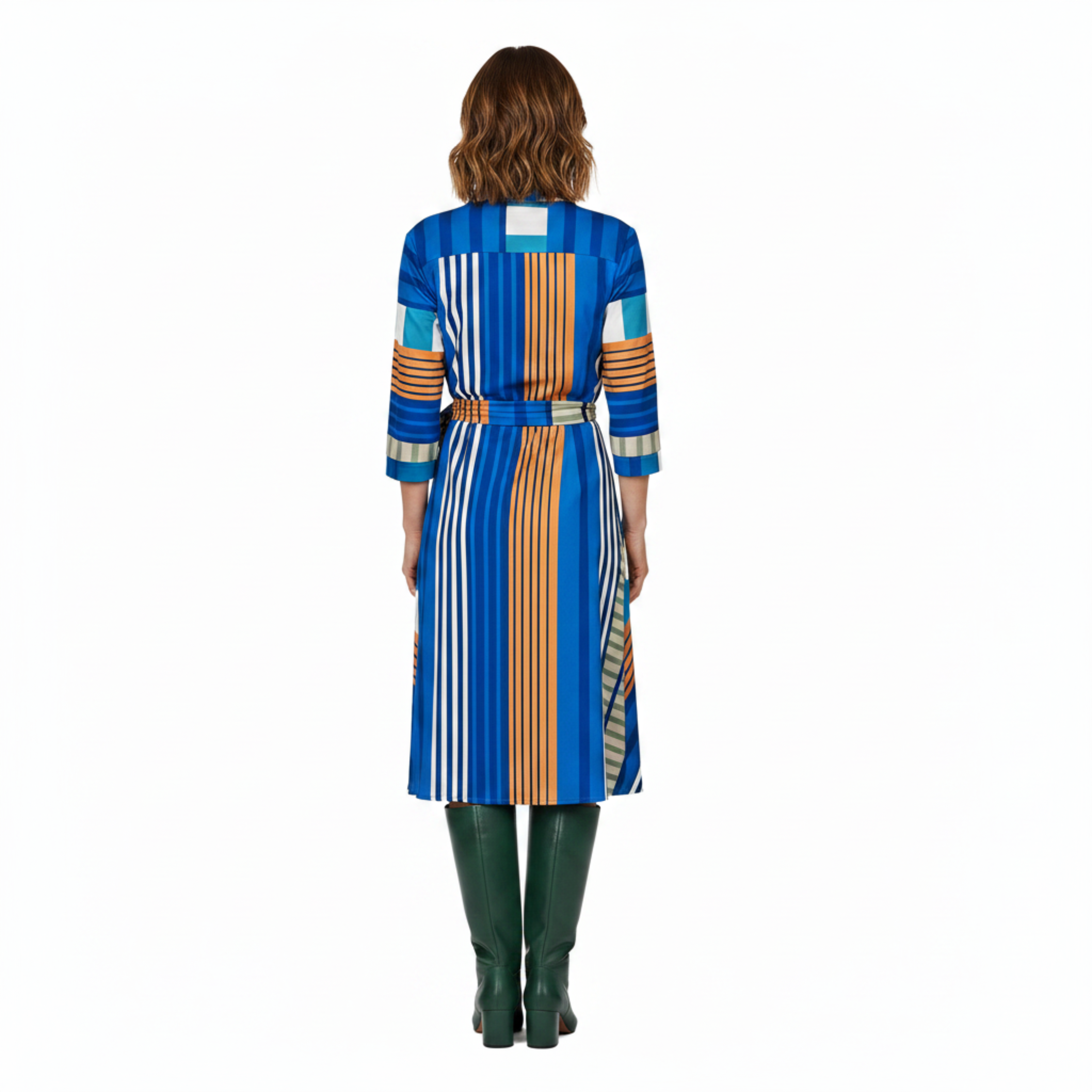 Robe Midi Envelope para Mulher com Estampa Artística e Gola de Camisa