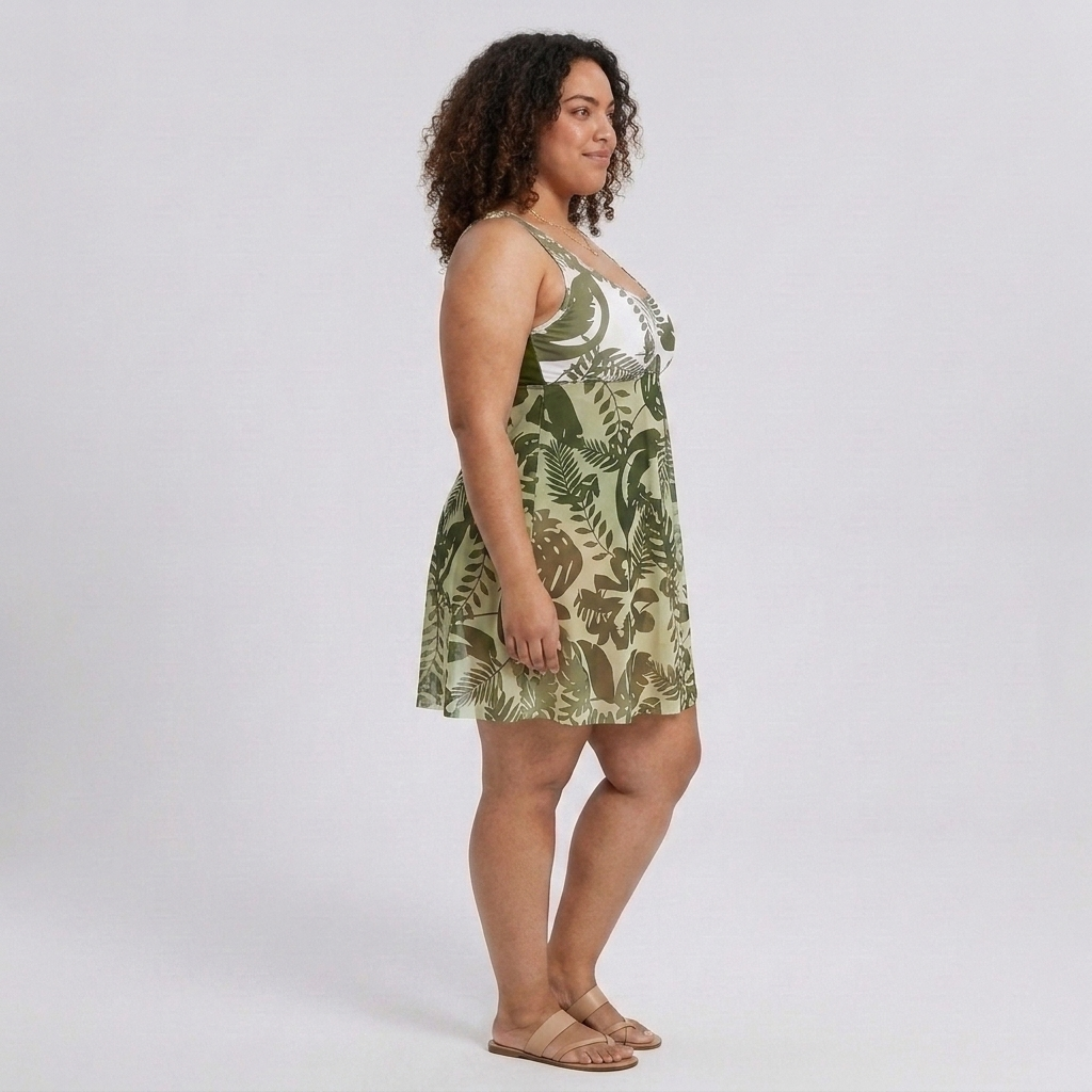 Costum de baie întreg pentru femei mărimi mari, cu pareo integrat și imprimeu floral
