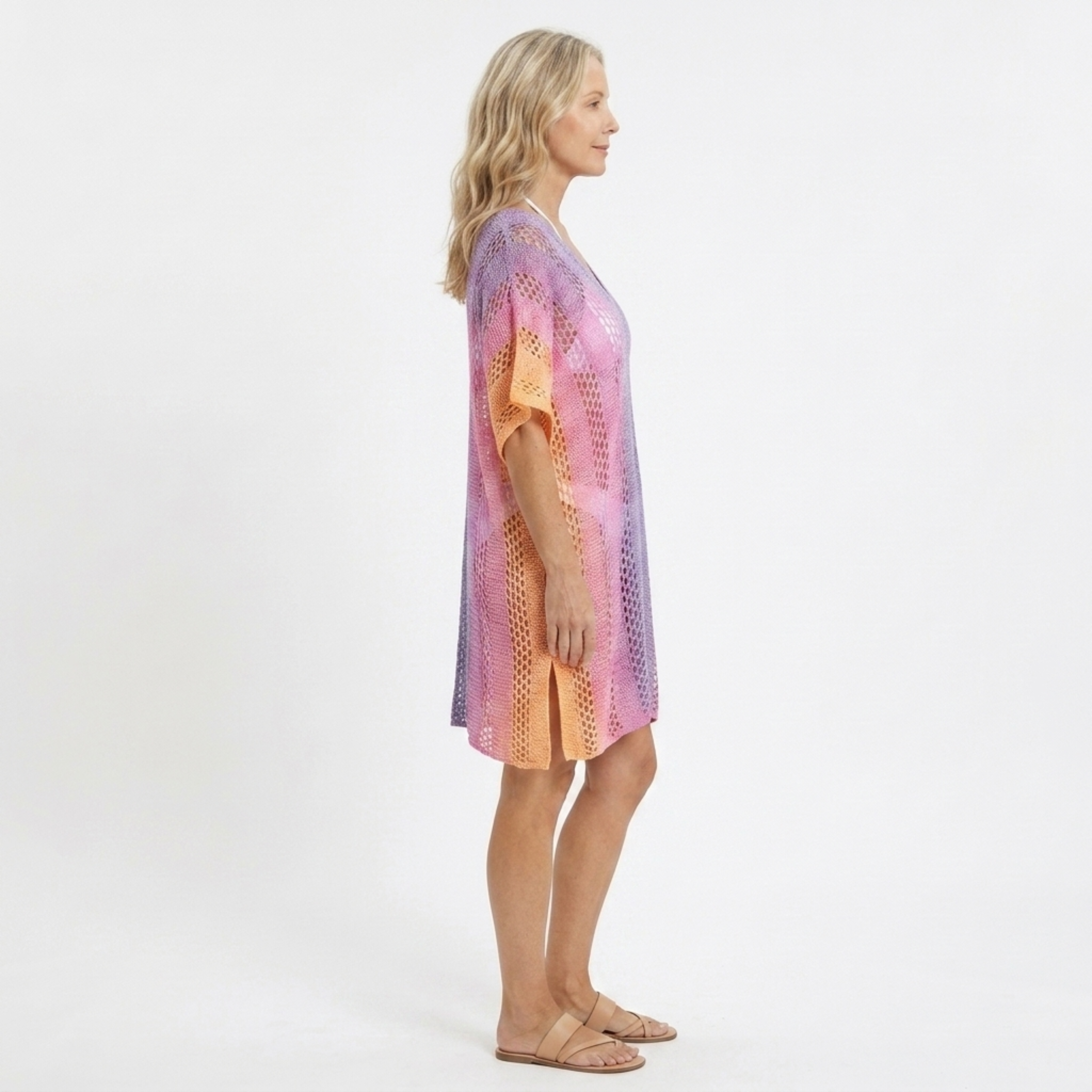 Robe kimono de plage pour femme — coupe ample au crochet — vacances d'été