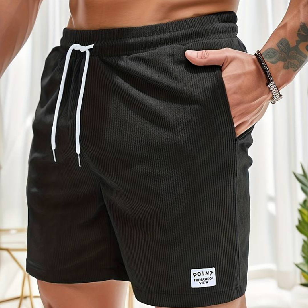 Men's velvet high shorts — casual summer clothing with drawstring