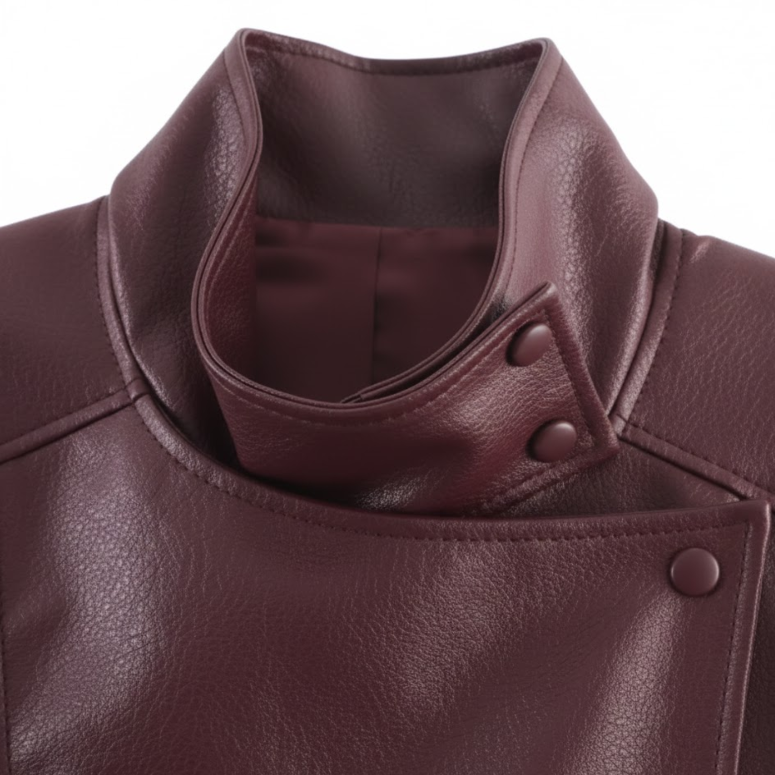 Women's Black Long Sleeve Grained Faux Leather Motorcycle Style Jacket