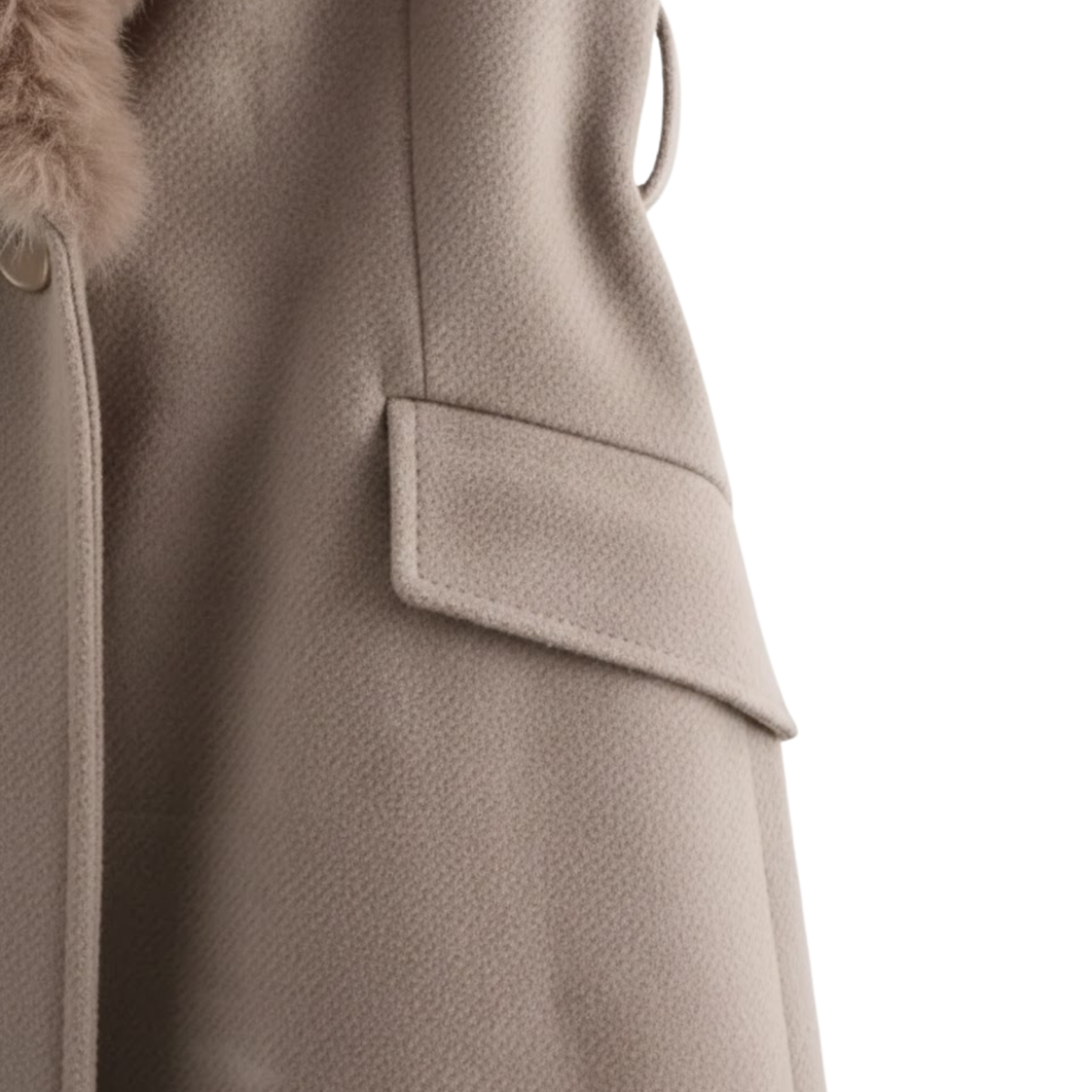 Casaco de Mulher Quente com Cinto e Gola de Pêlo para Outono e Inverno