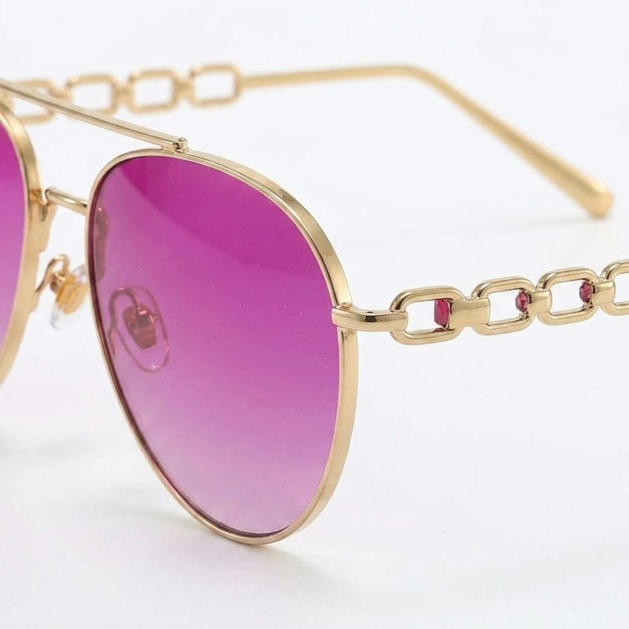 Women's Aviator Glasses with Chain Temples and Gradient Lenses