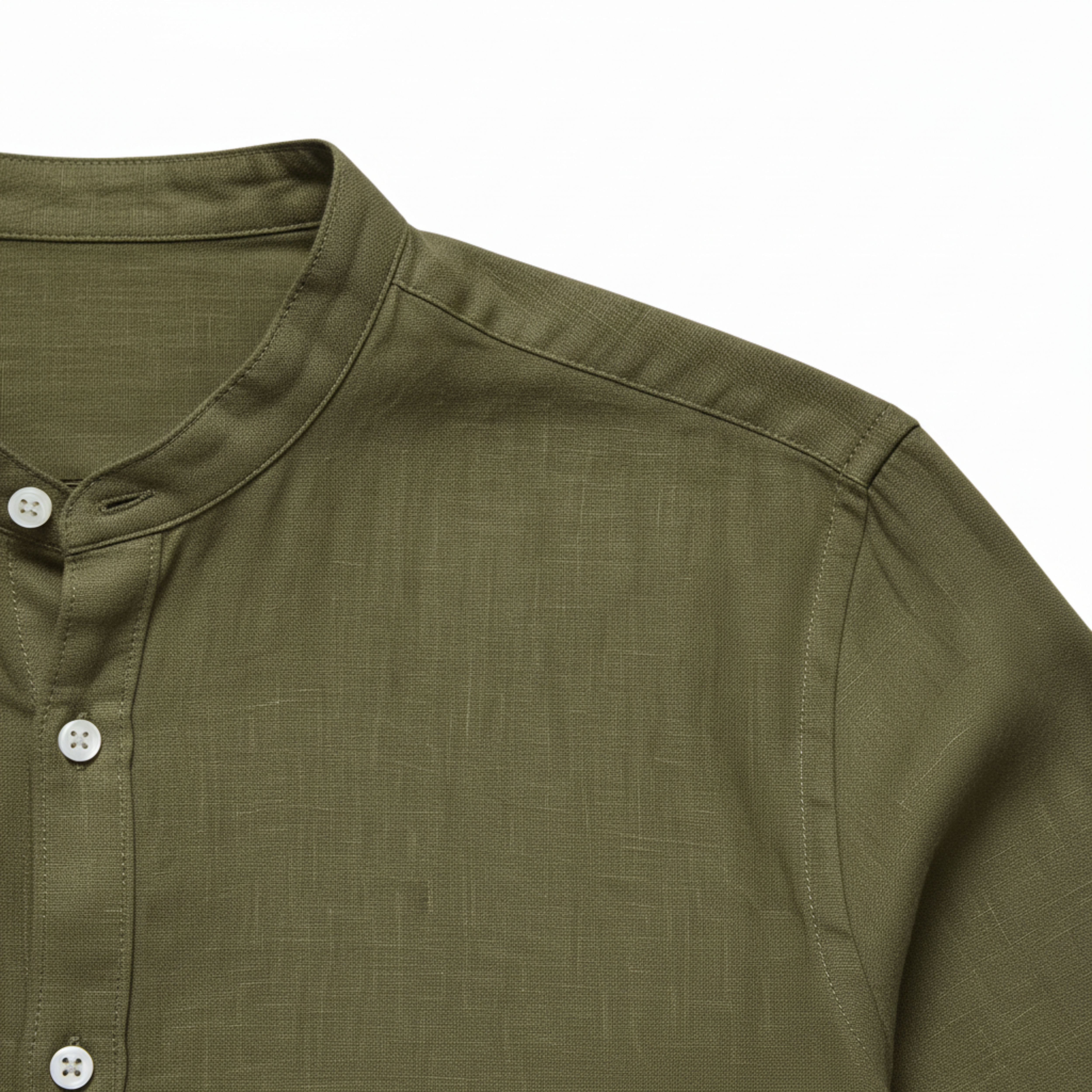 Camisa de lino para hombre con cuello clásico y mangas largas ajustables