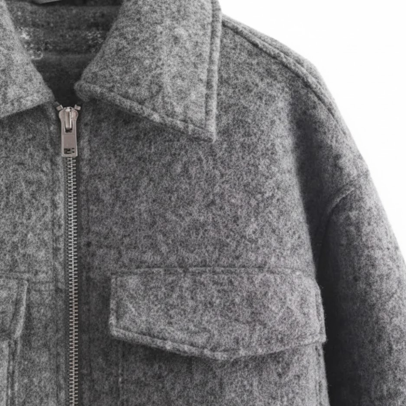 Manteau Court Femme en Tweed avec Fermeture Zippée