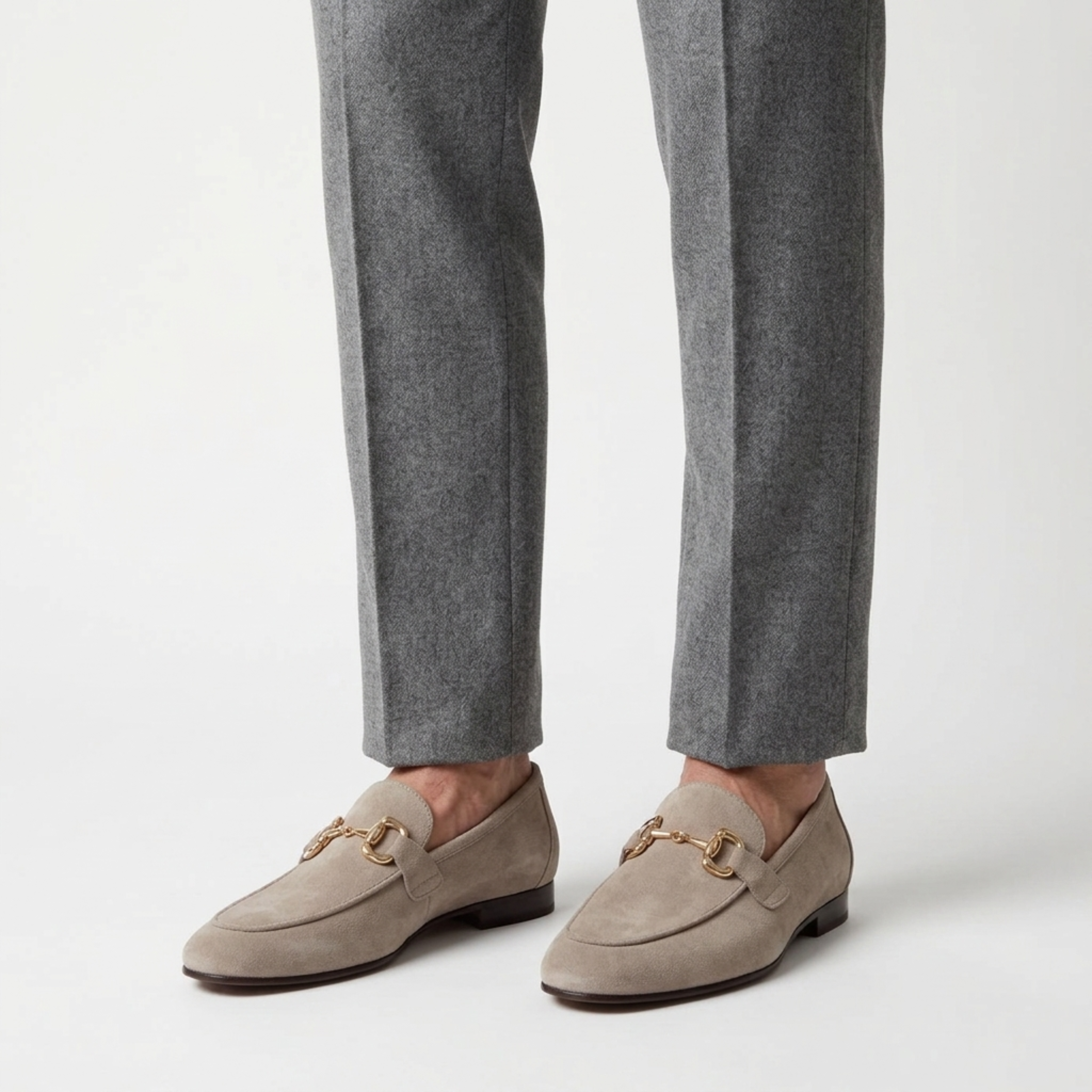Men's Suede Loafers — Bit Detail — Office and Formal