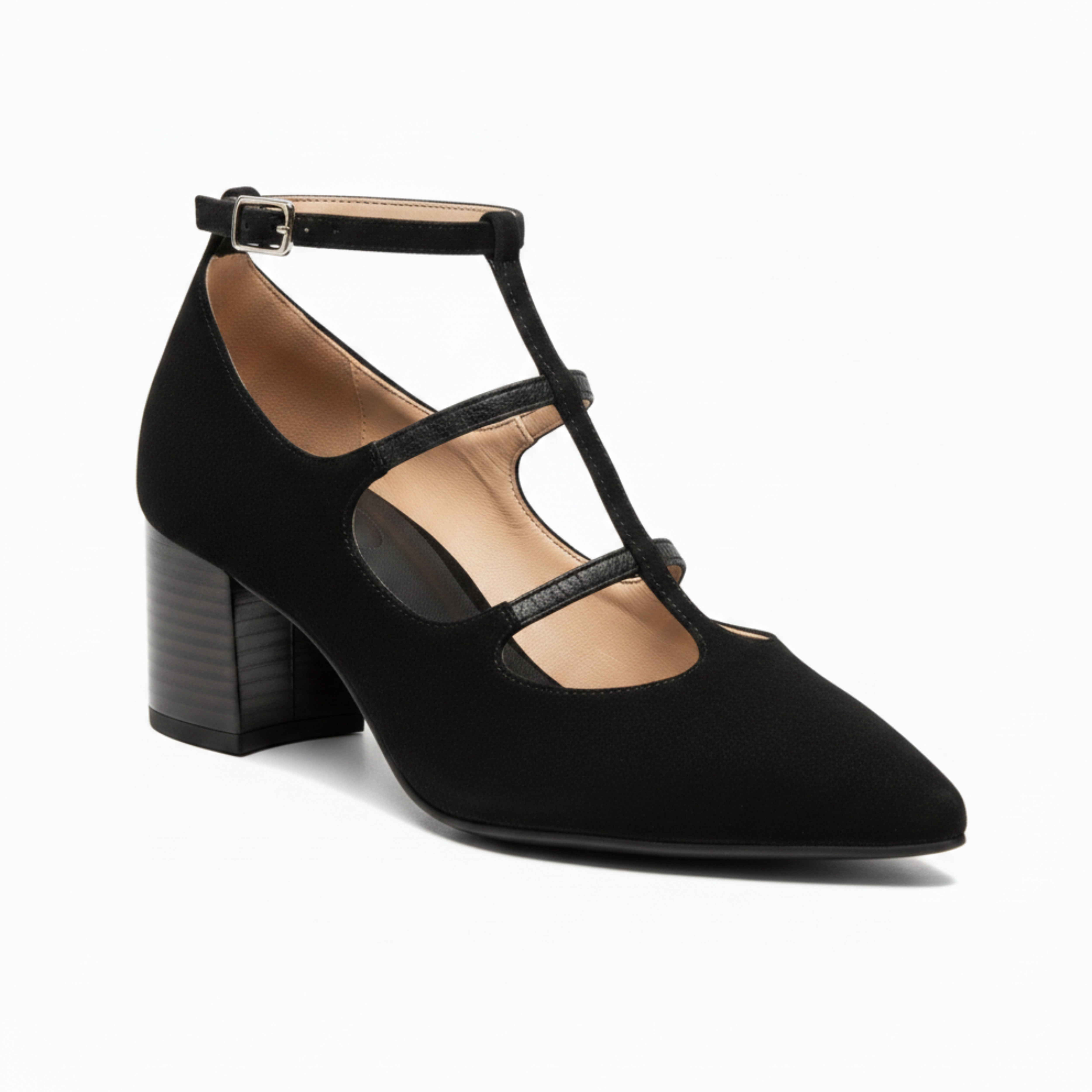 Souliers à Brides Entrelacées et Petits Talons Bobines pour Femmes