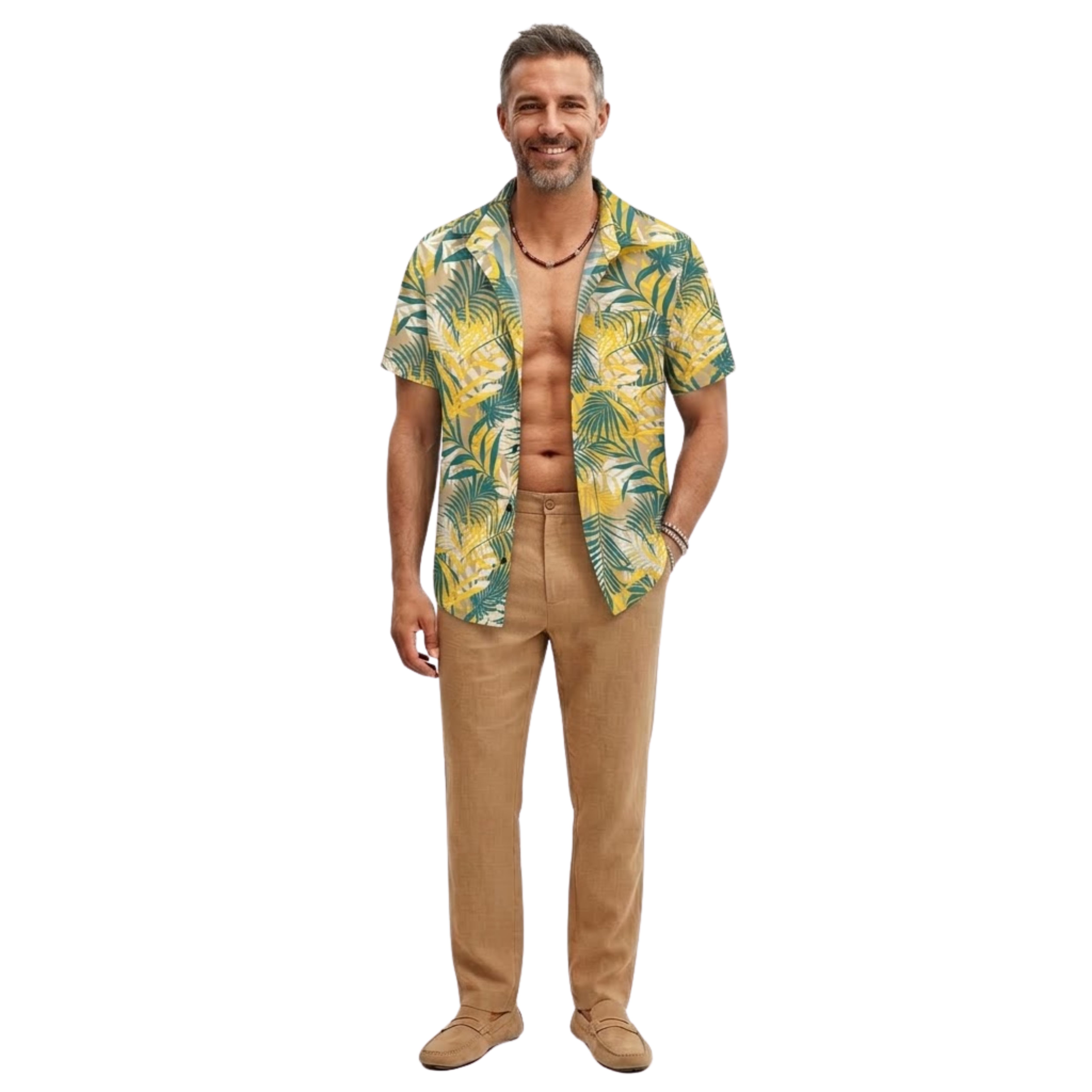 Camisa hawaiana para hombre de manga corta con estampado floral