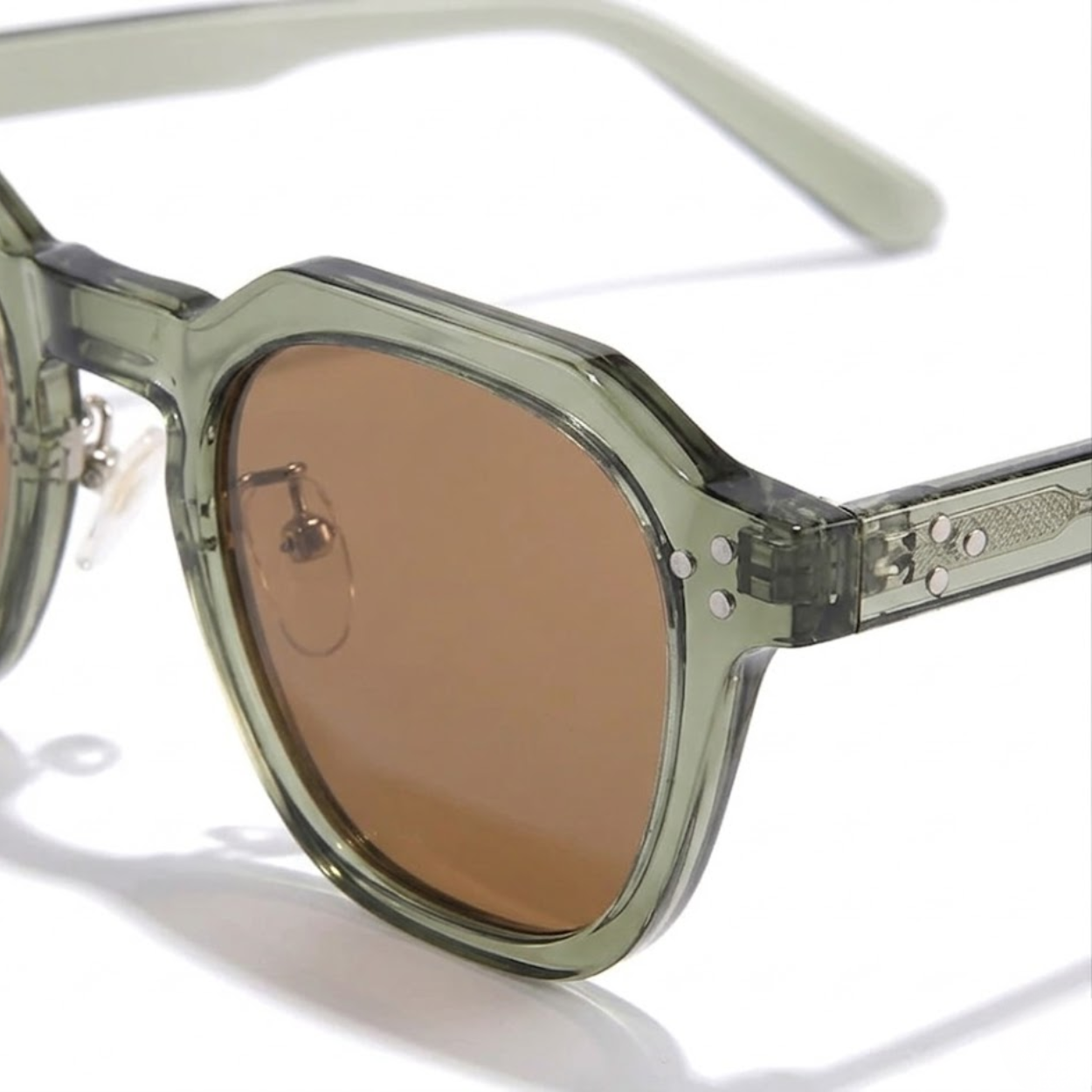Polarized Hexagonal Sunglasses with Acetate Frame and Double Bridge