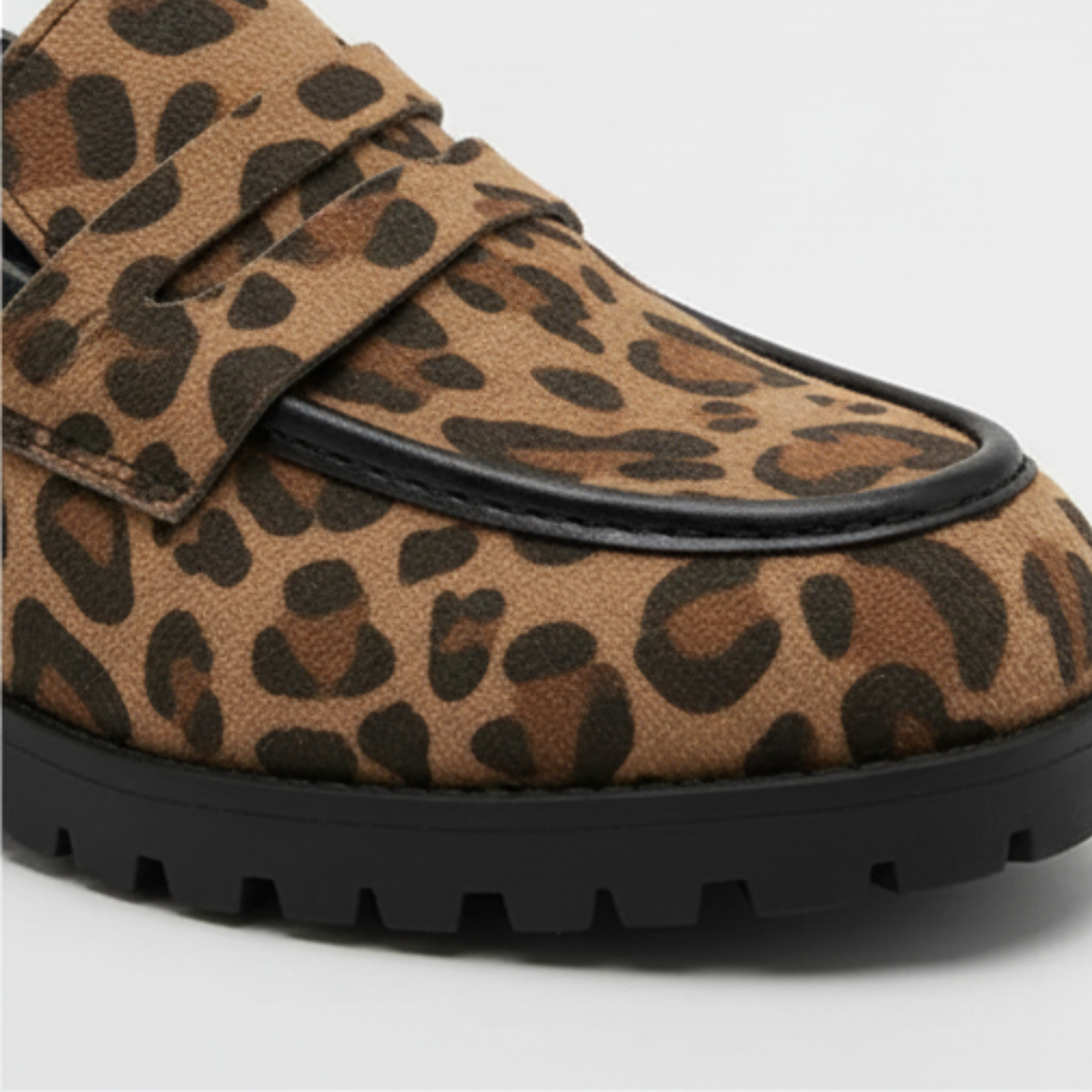 Mocassins Léopard pour Femme Chaussures Plates à Enfiler avec Semelle Crantée