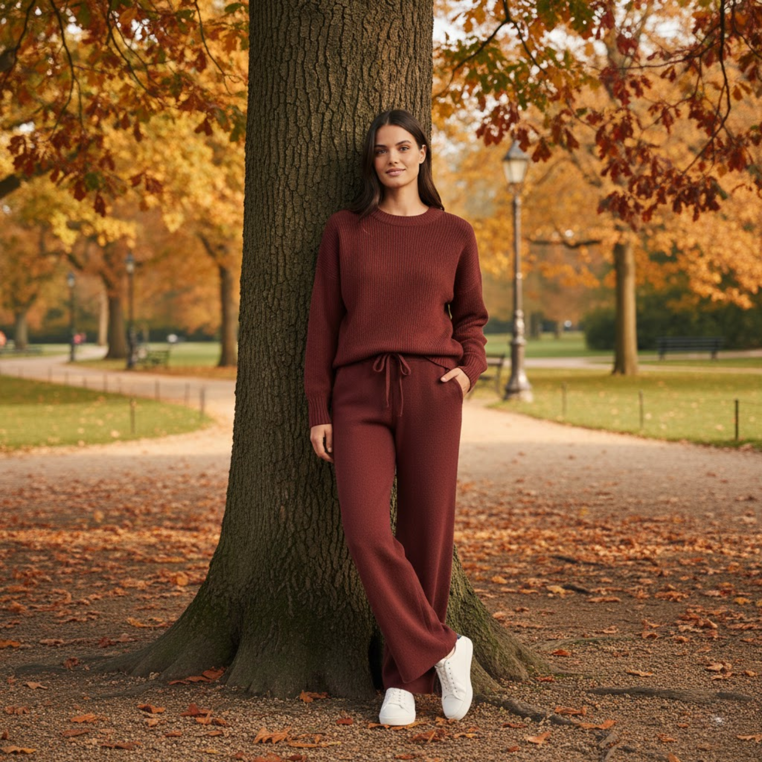 Knitted Set Woman Loose Sweater Wide Pants