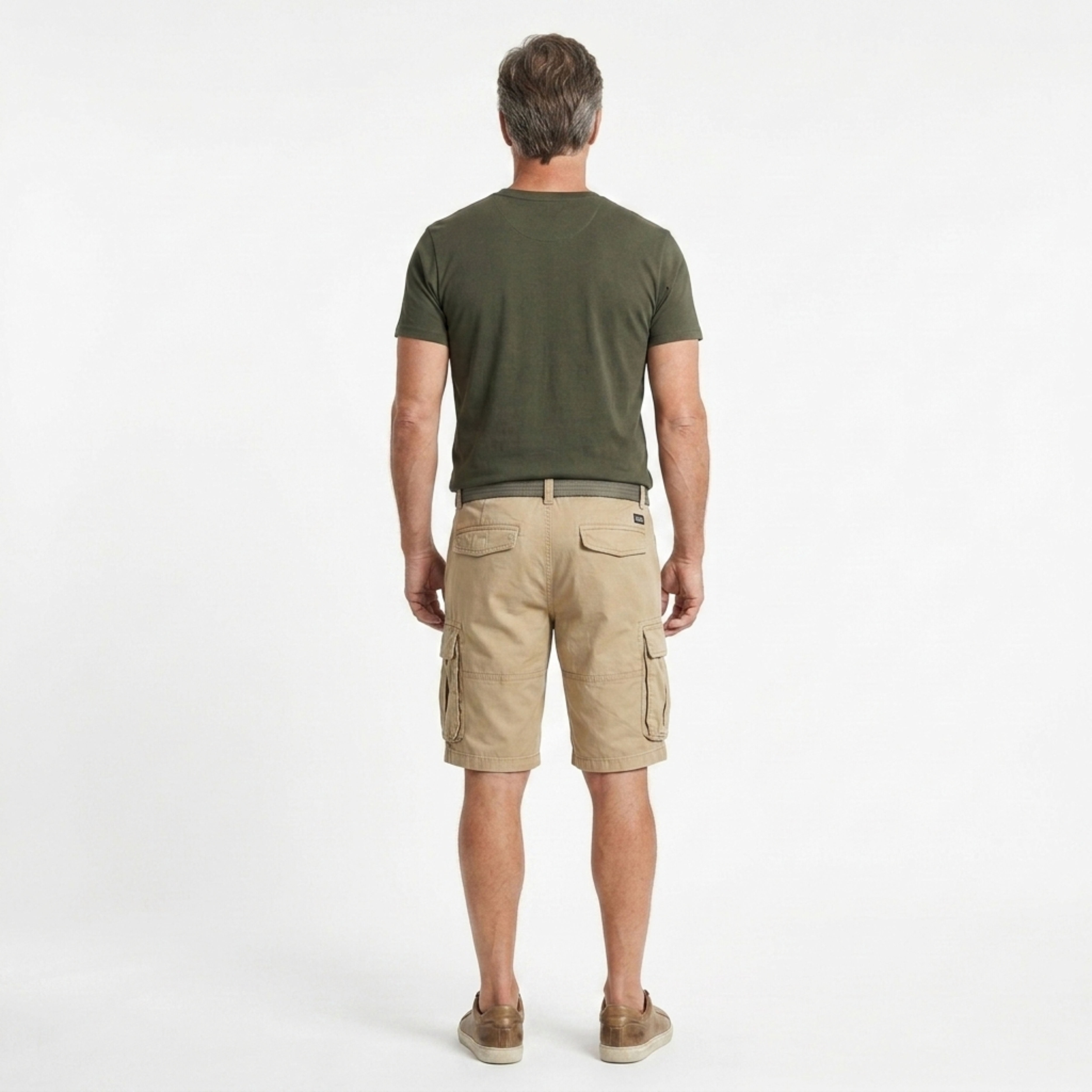 Cotton cargo bermuda shorts — multi-pocket utility style — vacation